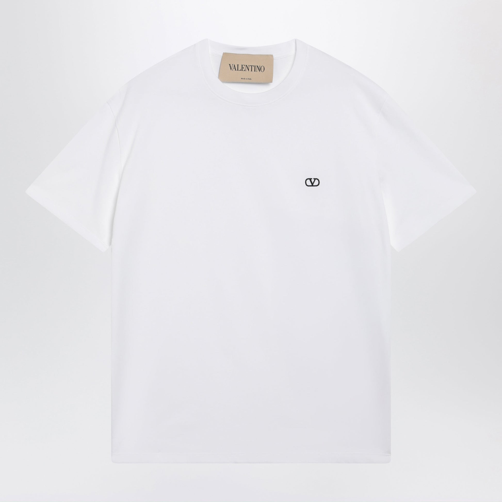 Valentino White Cotton T-Shirt With Vlogo Embroidery Men VALENTINO