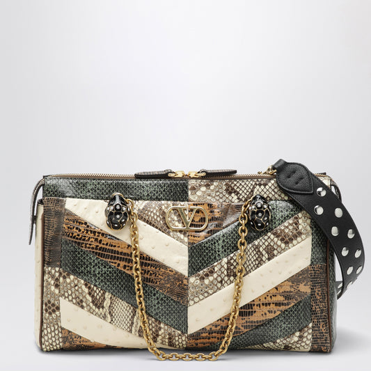 Valentino Garavani Medium Panthea Shoulder Bag In Exotic Leather With Chevron Pattern Women VALENTINO GARAVANI