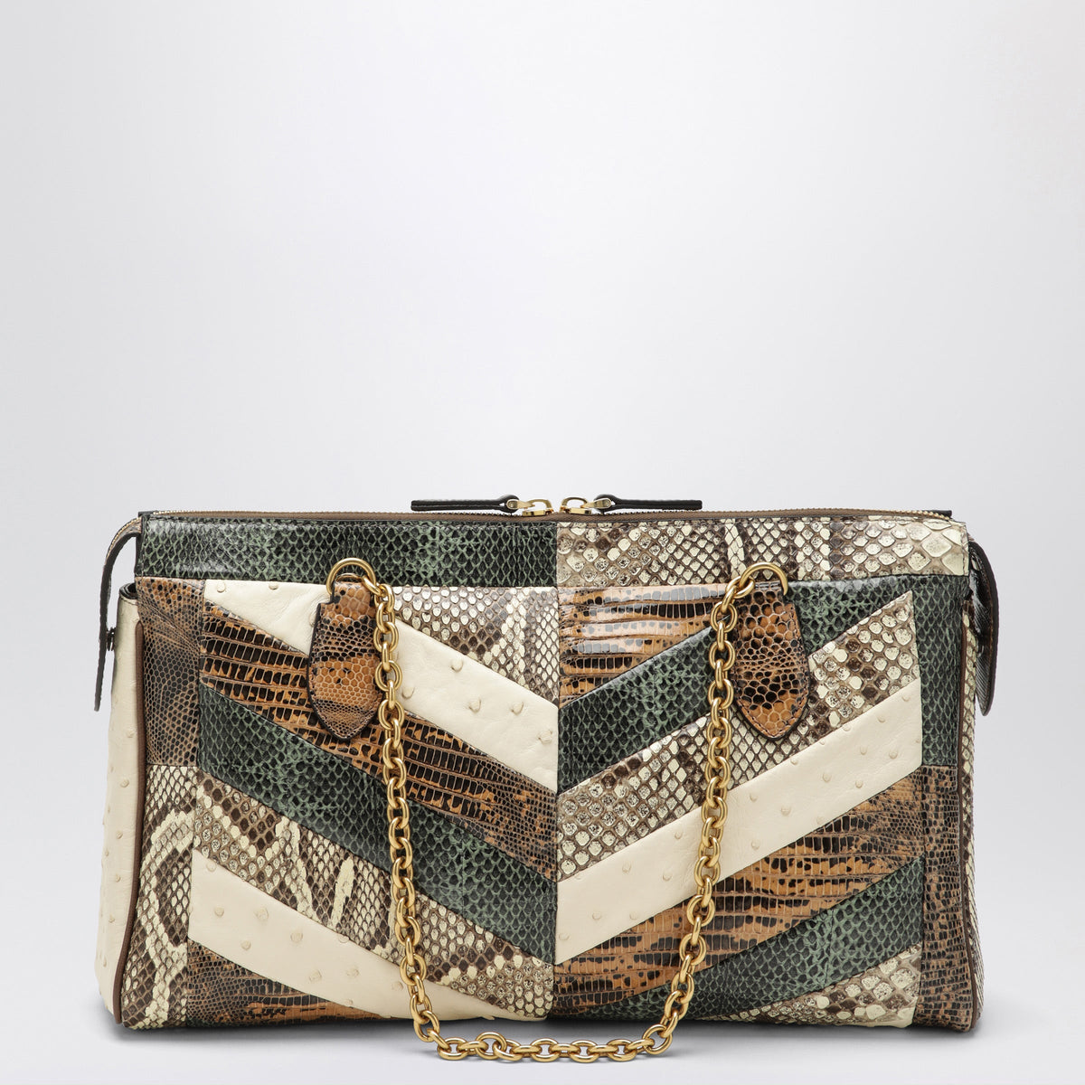 Valentino Garavani Medium Panthea Shoulder Bag In Exotic Leather With Chevron Pattern Women VALENTINO GARAVANI