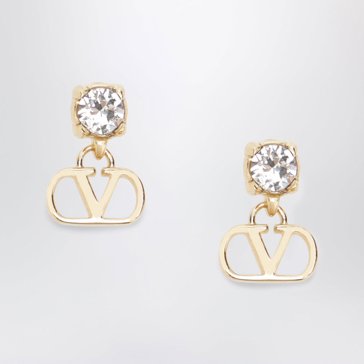 Valentino Garavani Gold-Tone Vlogo Signature Earrings With Crystal Women VALENTINO GARAVANI