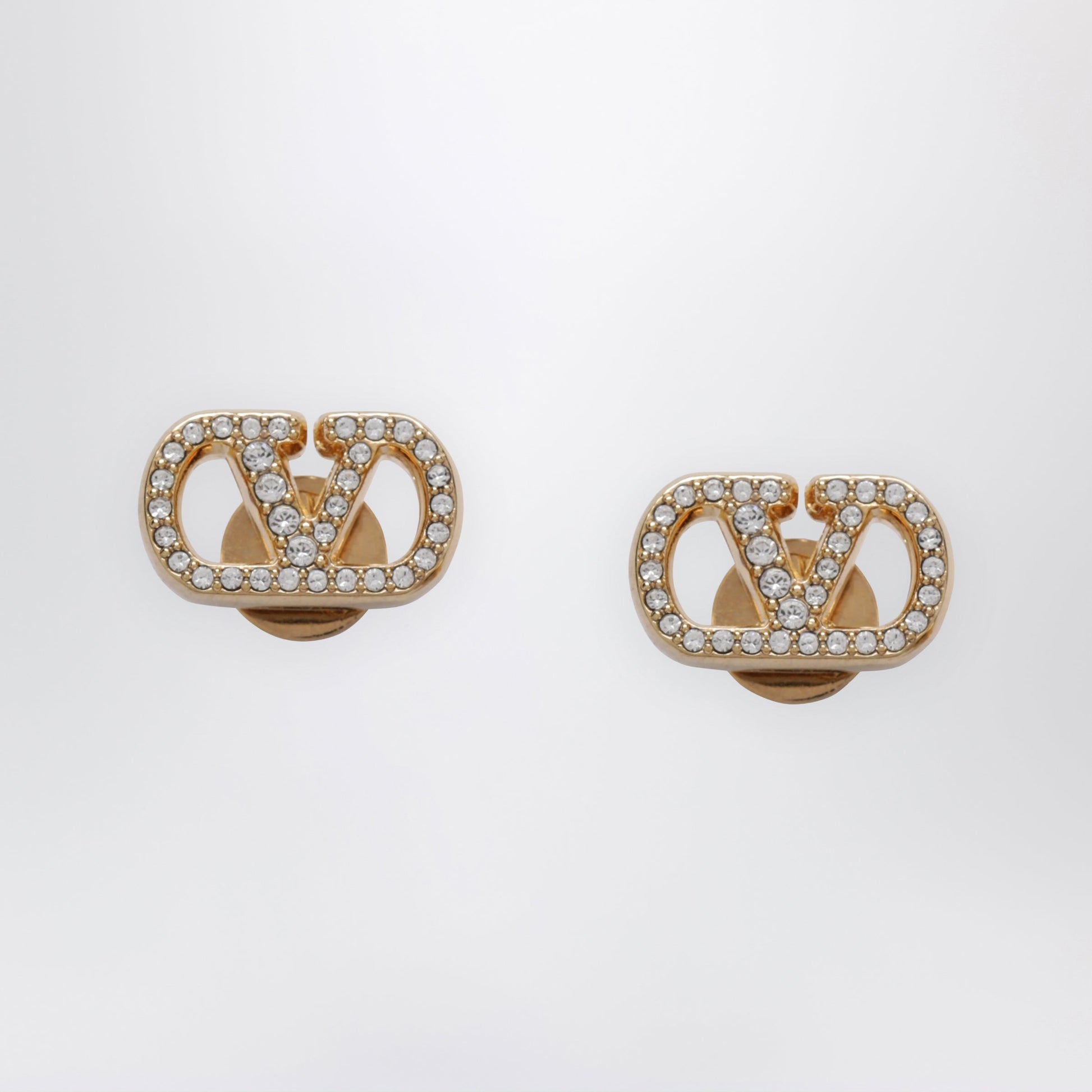 Valentino Garavani Vlogo Signature Gold-Tone Earrings With Crystals Women VALENTINO GARAVANI