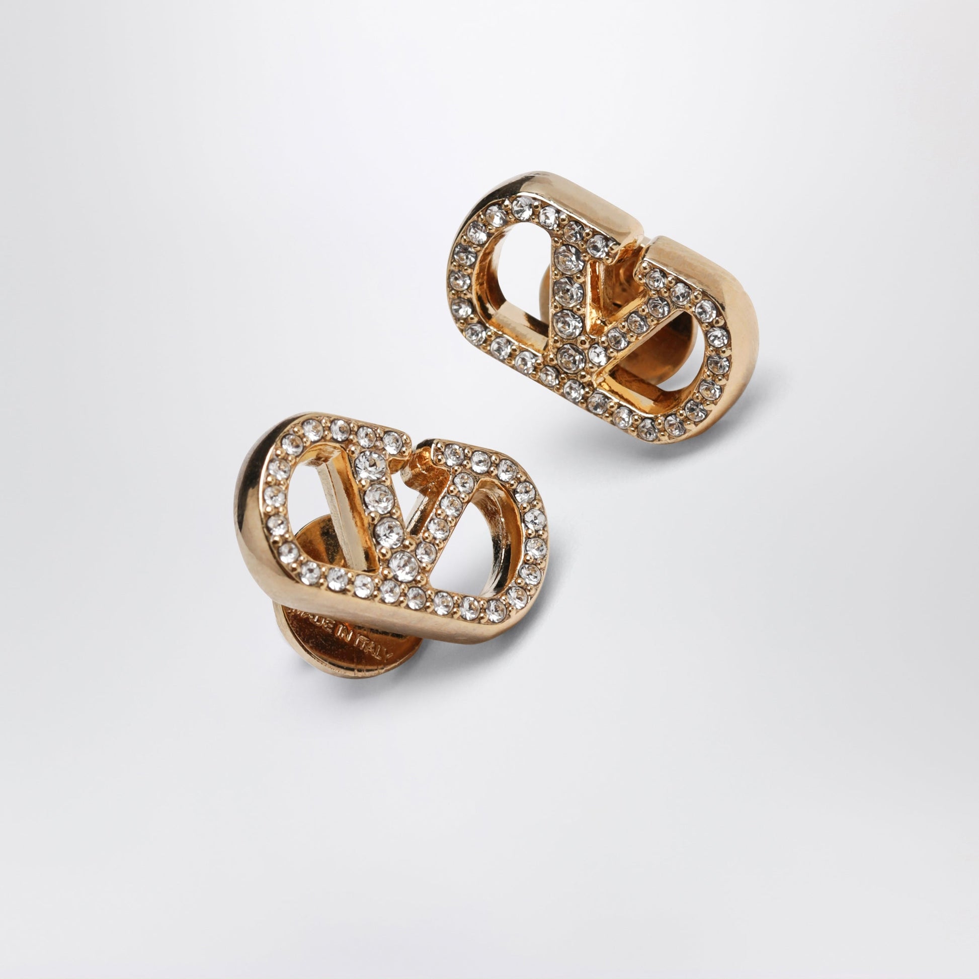 Valentino Garavani Vlogo Signature Gold-Tone Earrings With Crystals Women VALENTINO GARAVANI