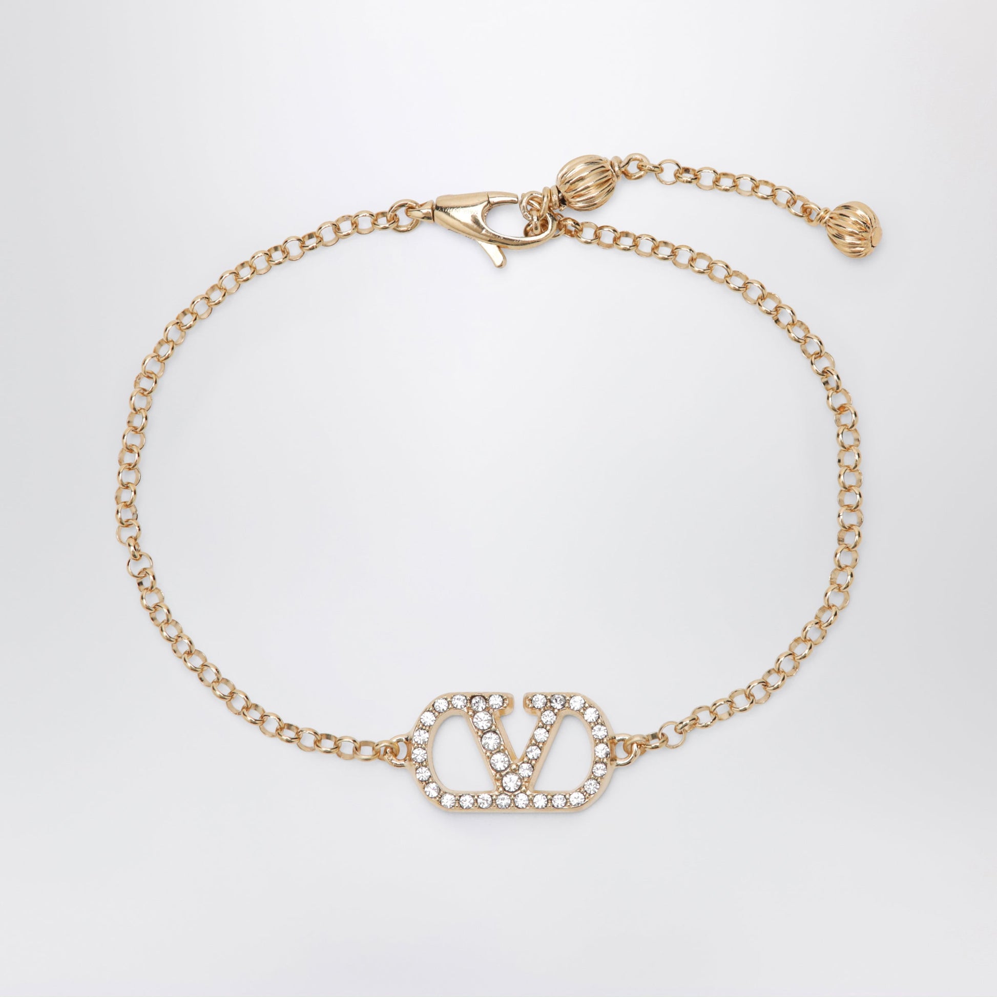 Valentino Garavani Gold-Tone Vlogo Signature Bracelet With Crystals Women VALENTINO GARAVANI