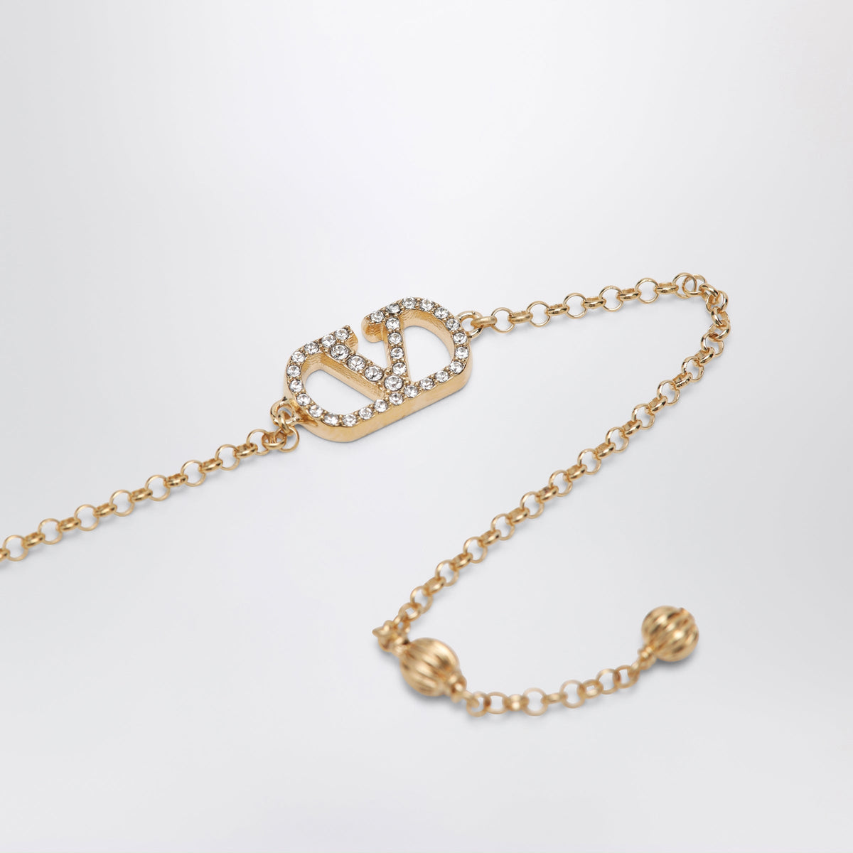 Valentino Garavani Gold-Tone Vlogo Signature Bracelet With Crystals Women VALENTINO GARAVANI