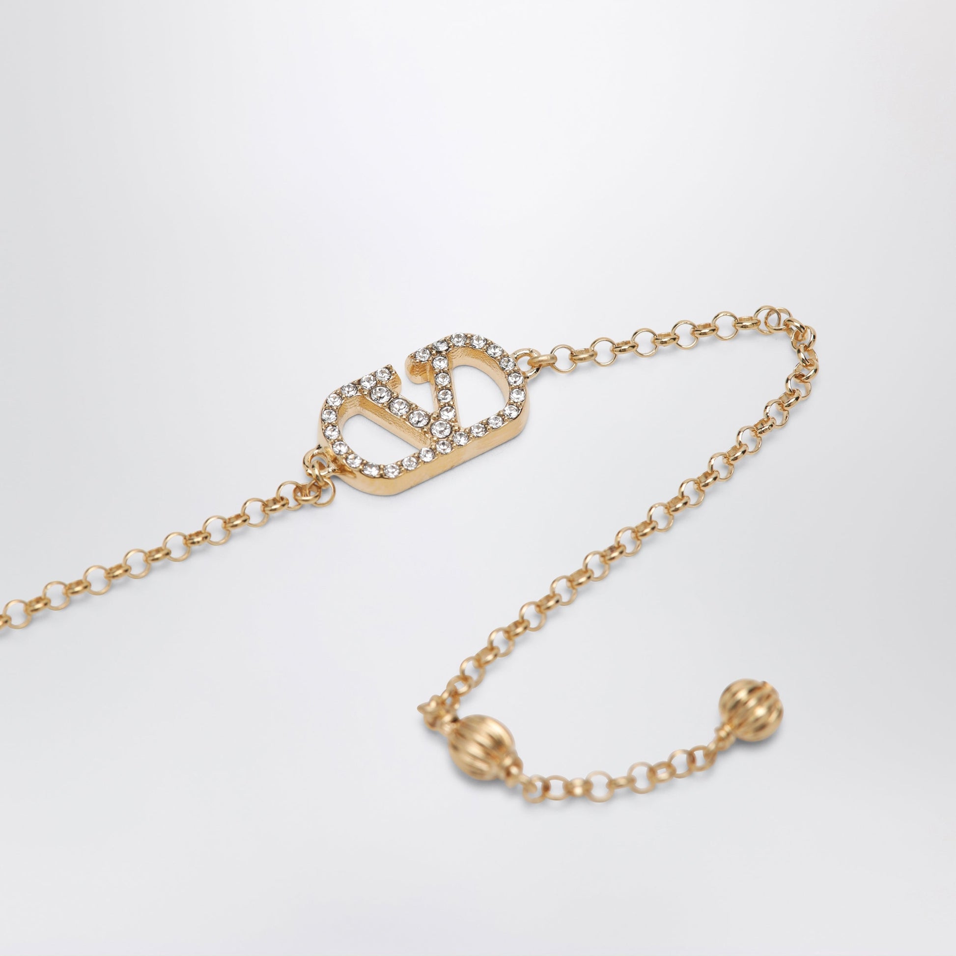 Valentino Garavani Gold-Tone Vlogo Signature Bracelet With Crystals Women VALENTINO GARAVANI
