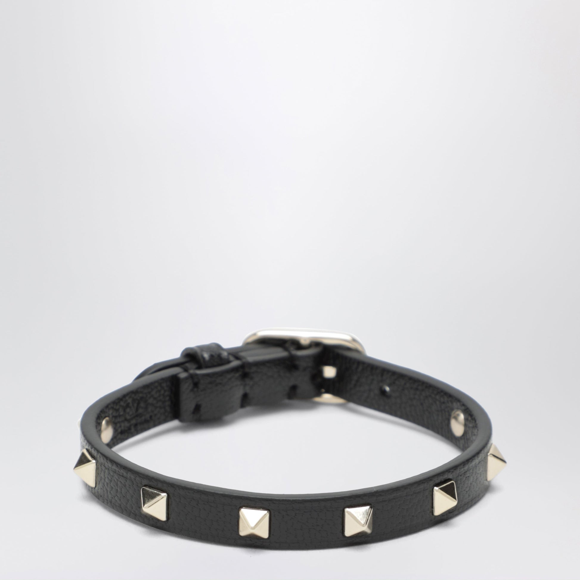 Valentino Garavani Black Rockstud Leather Bracelet Women VALENTINO GARAVANI
