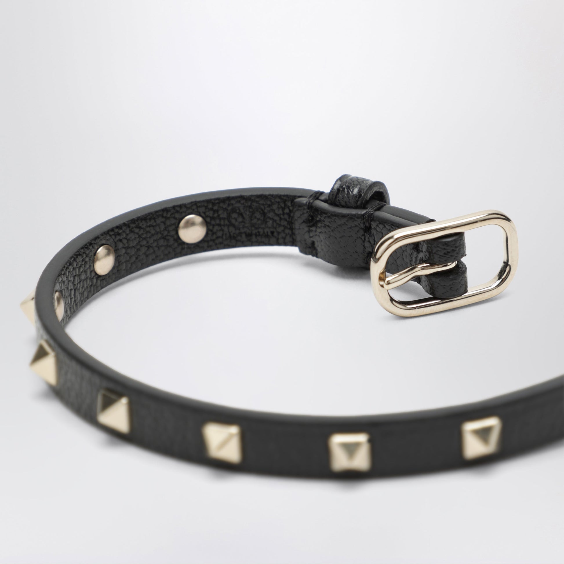 Valentino Garavani Black Rockstud Leather Bracelet Women VALENTINO GARAVANI