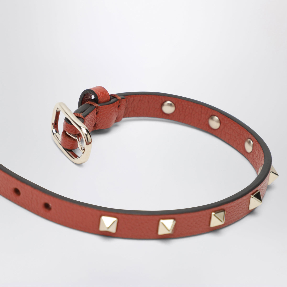 Valentino Garavani Poppy Red Rockstud Leather Bracelet Women VALENTINO GARAVANI