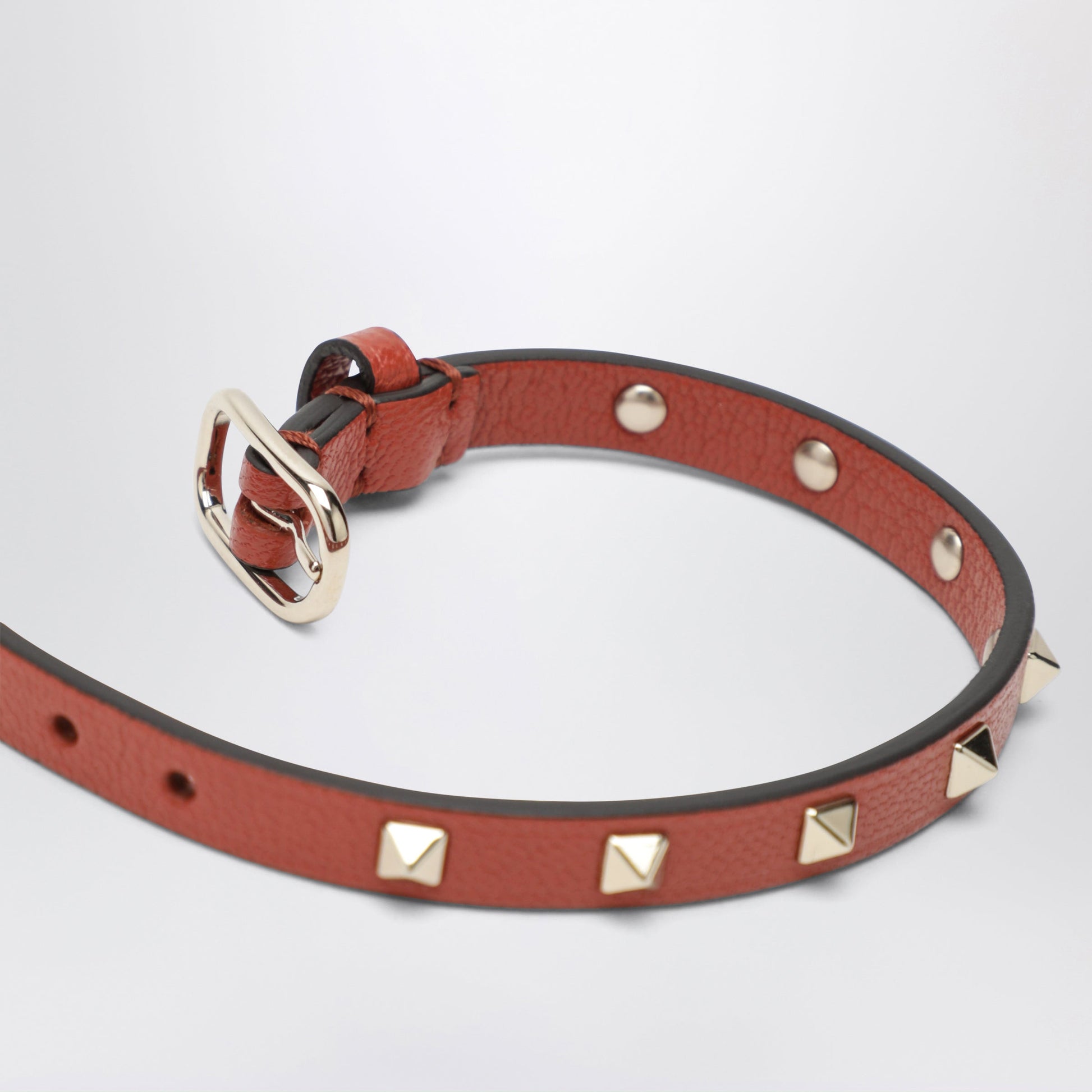 Valentino Garavani Poppy Red Rockstud Leather Bracelet Women VALENTINO GARAVANI