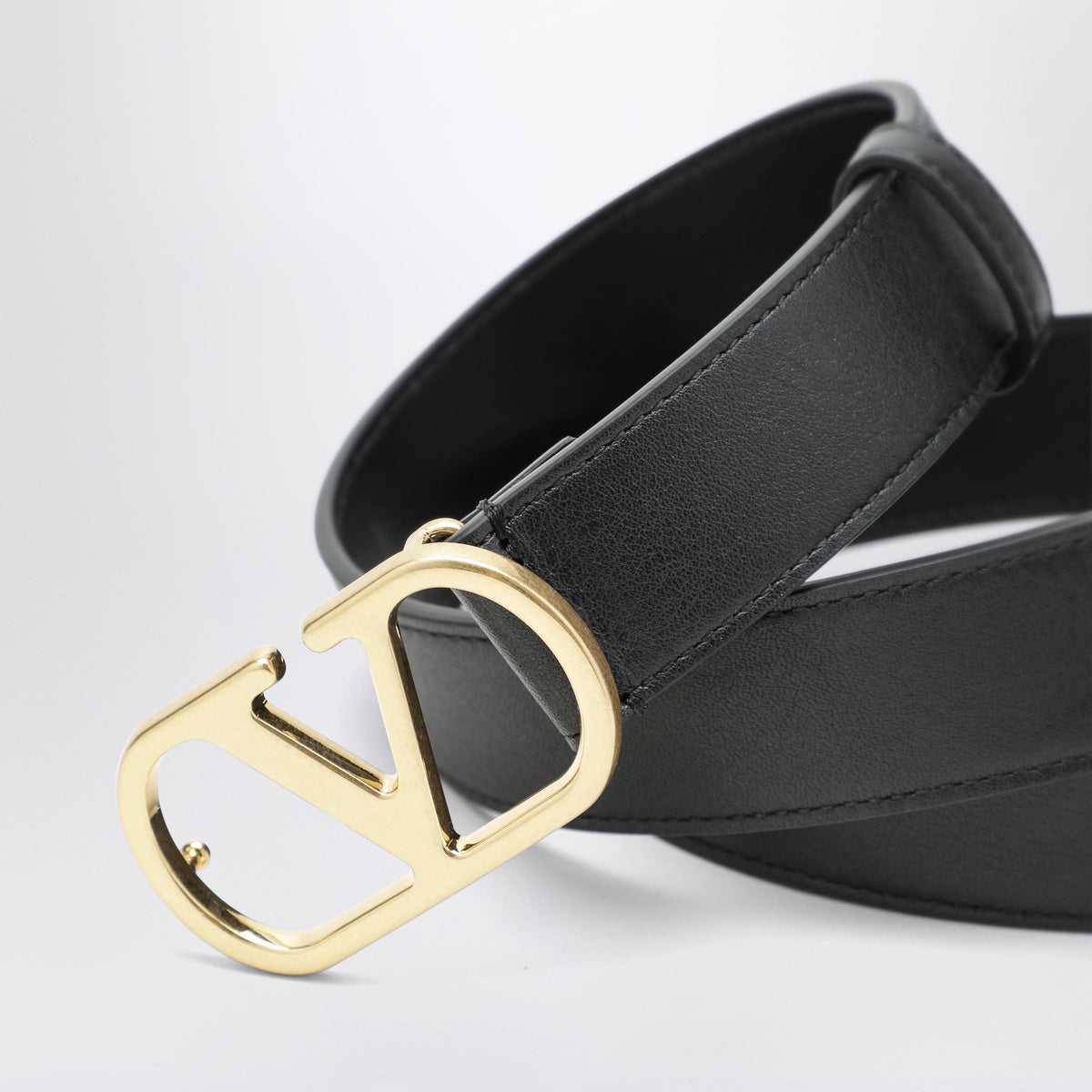 Valentino Garavani Vlogo Signature Black Calfskin Belt Women VALENTINO GARAVANI