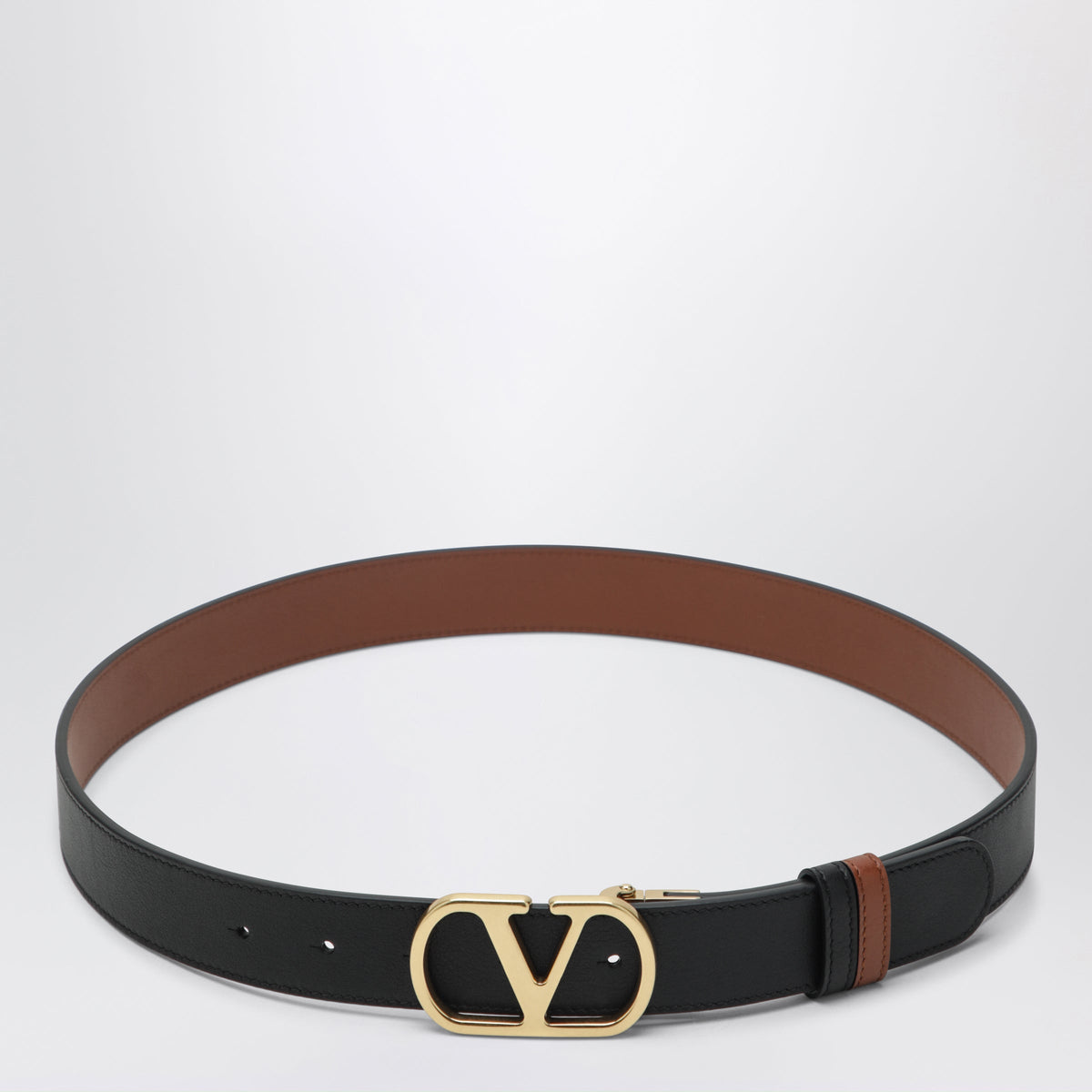 Valentino Garavani Vlogo Signature Black Calfskin Reversible Belt Women VALENTINO GARAVANI