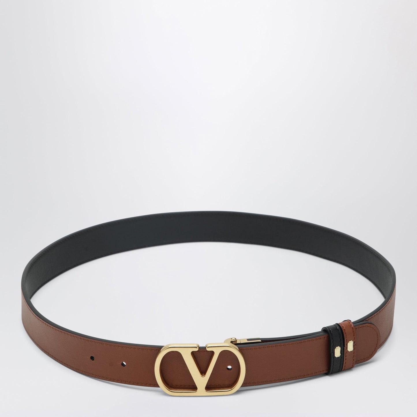 Valentino Garavani Vlogo Signature Black Calfskin Reversible Belt Women VALENTINO GARAVANI