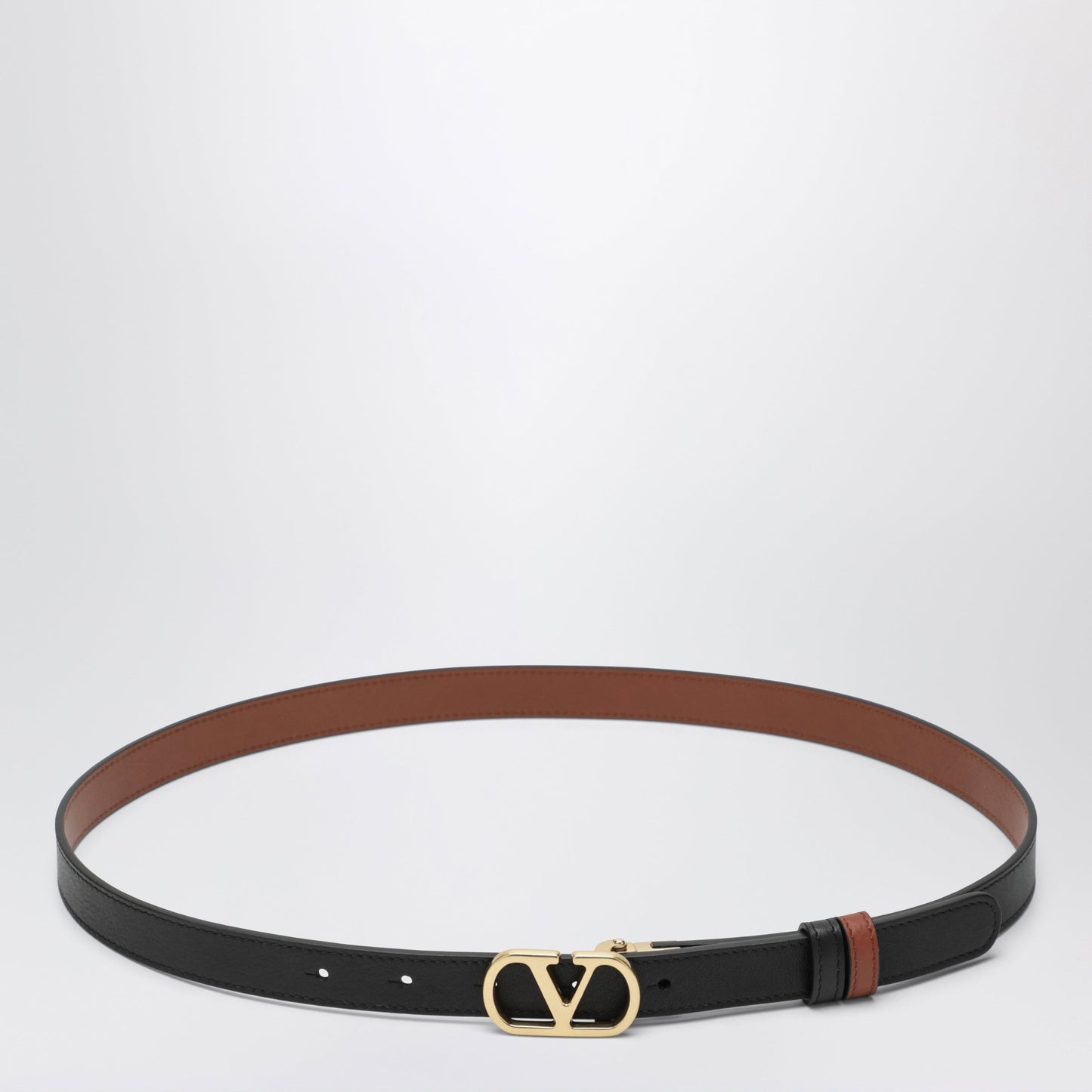 Valentino Garavani Black/Caramel Reversible Vlogo Signature Belt Women VALENTINO GARAVANI
