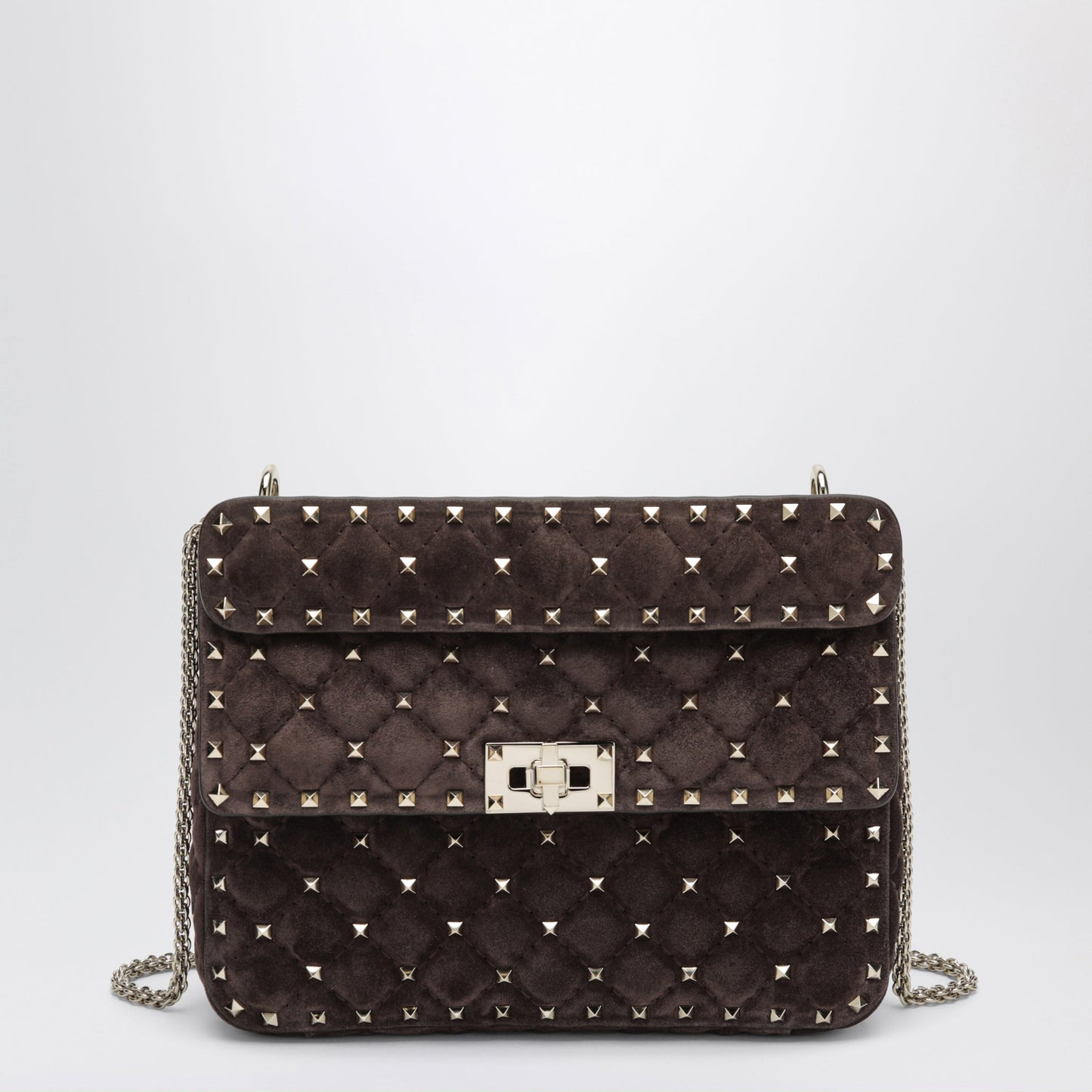 Valentino Garavani Rockstud Spike Medium Brown Suede Shoulder Bag Women VALENTINO GARAVANI