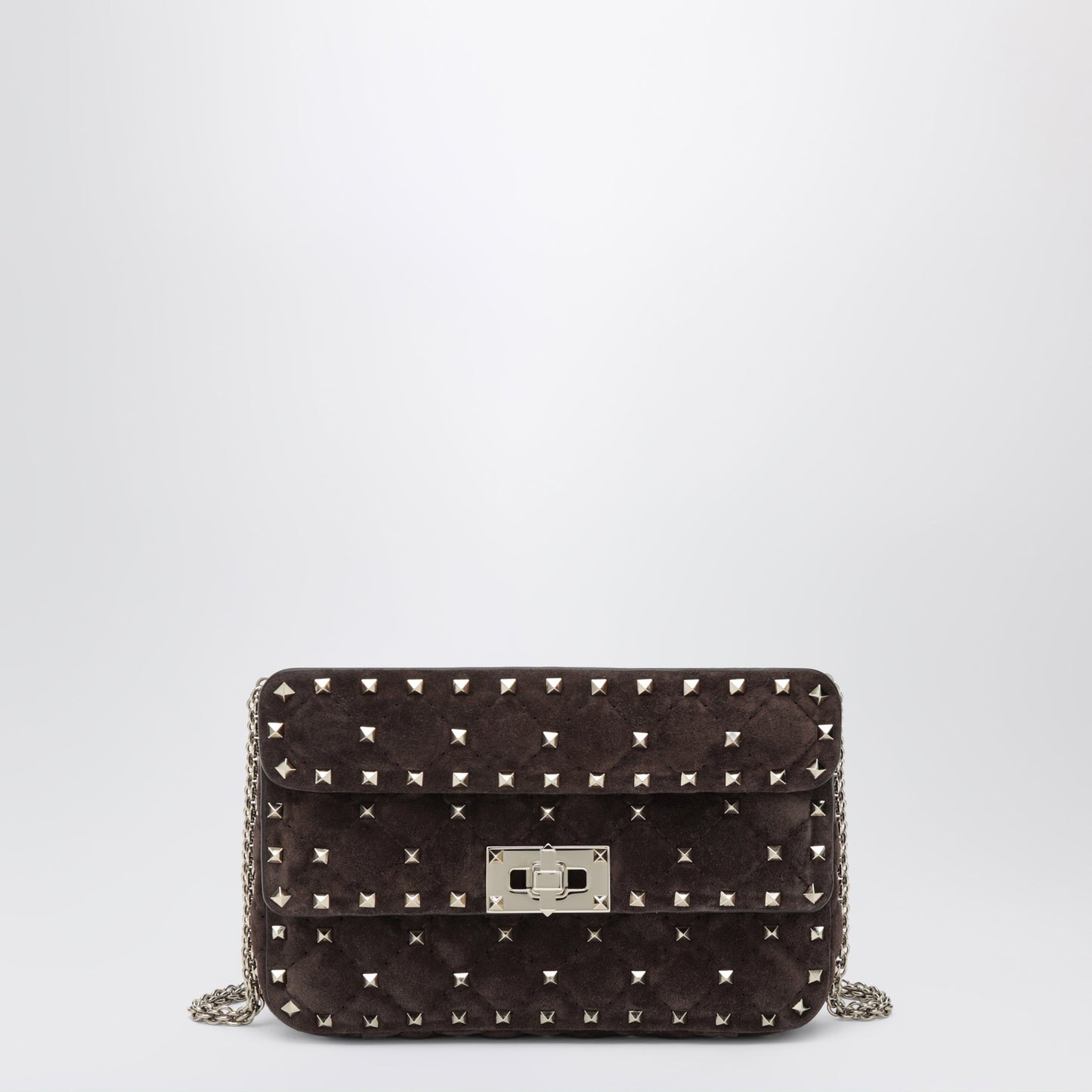 Valentino Garavani Rockstud Spike Bag In Brown Suede Women