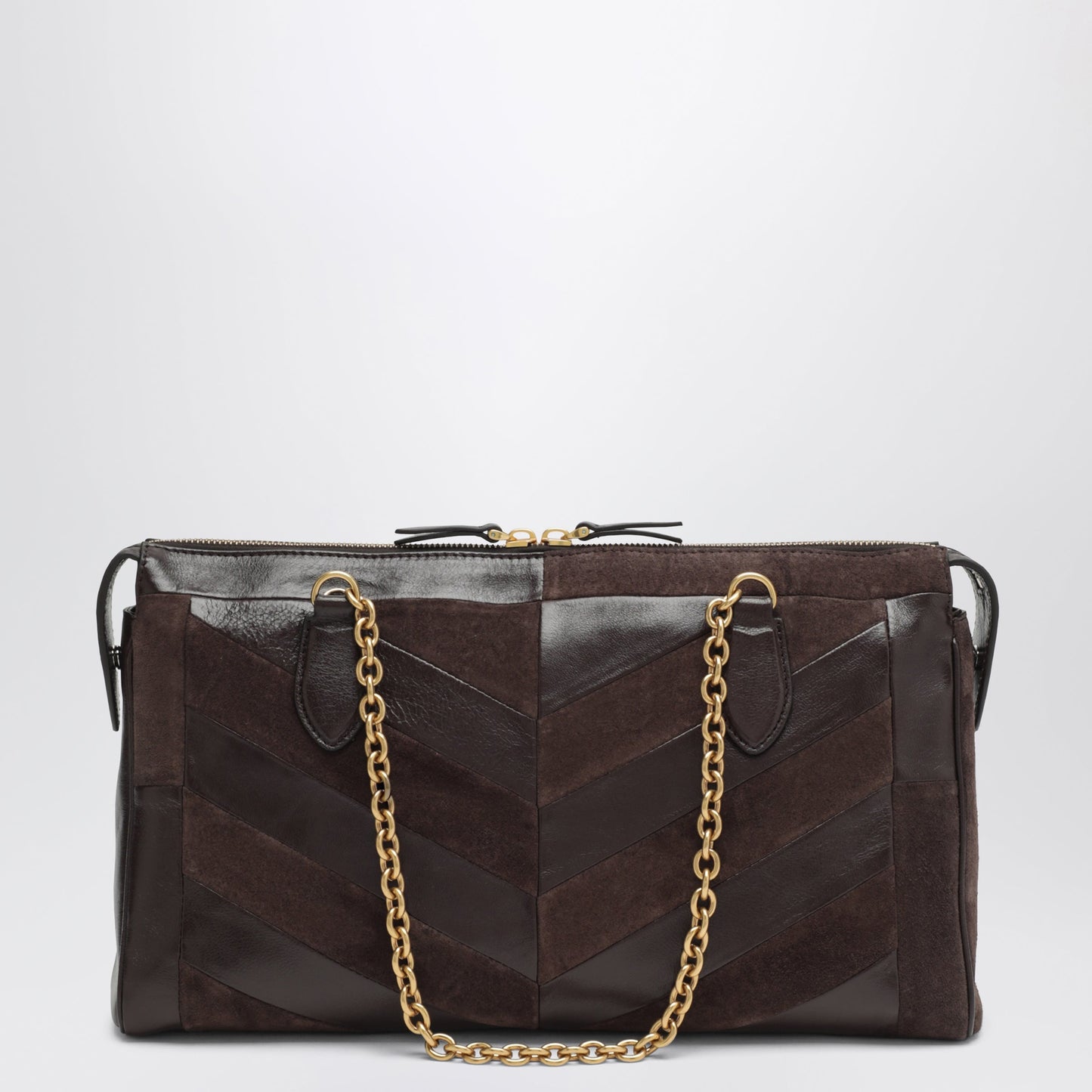 Valentino Garavani Medium Panthea Shoulder Bag In Suede And Nappa Leather With Chevron Pattern Women VALENTINO GARAVANI