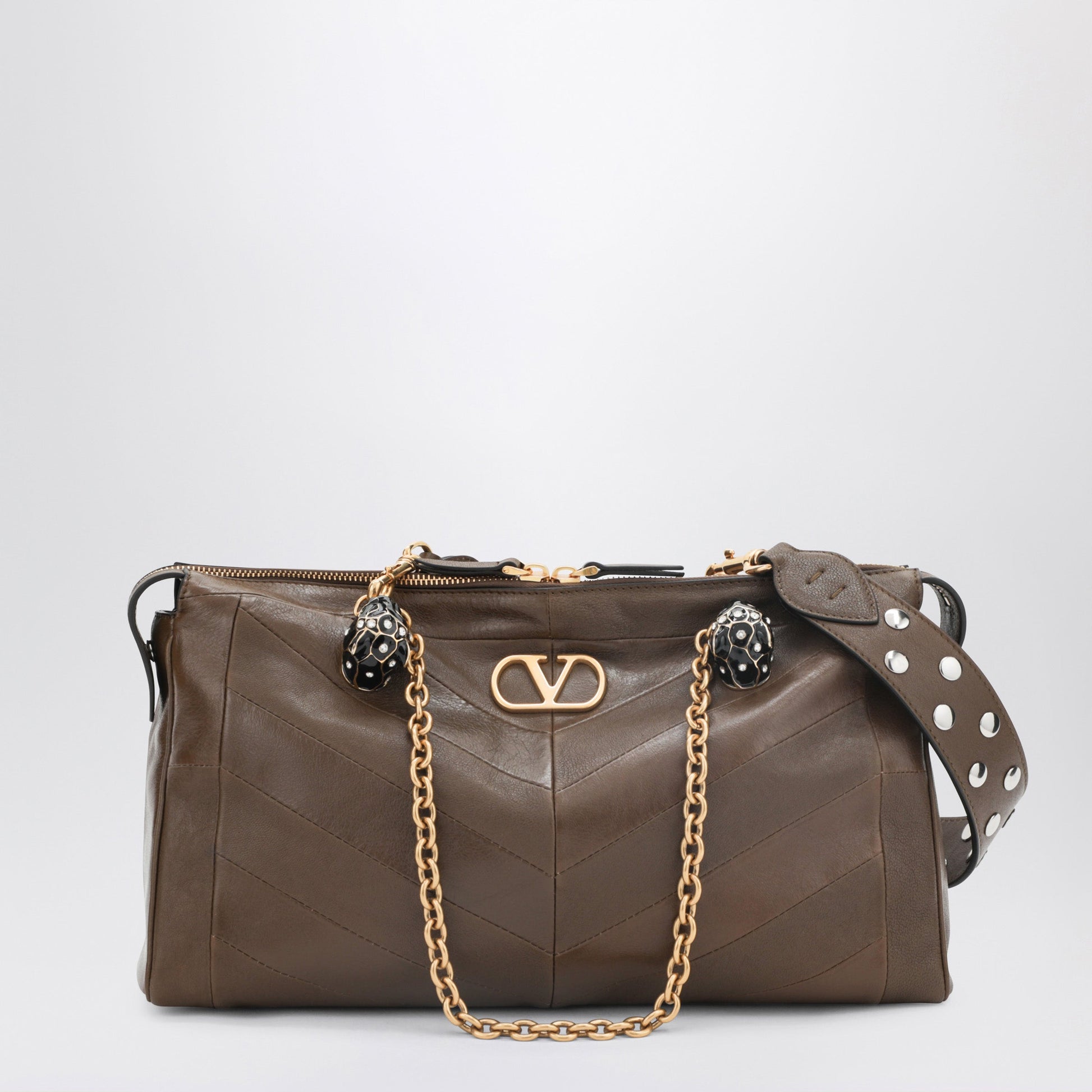 Valentino Garavani Panthea Bag In Tundra-Colored Nappa Leather With Chevron Pattern Women VALENTINO GARAVANI