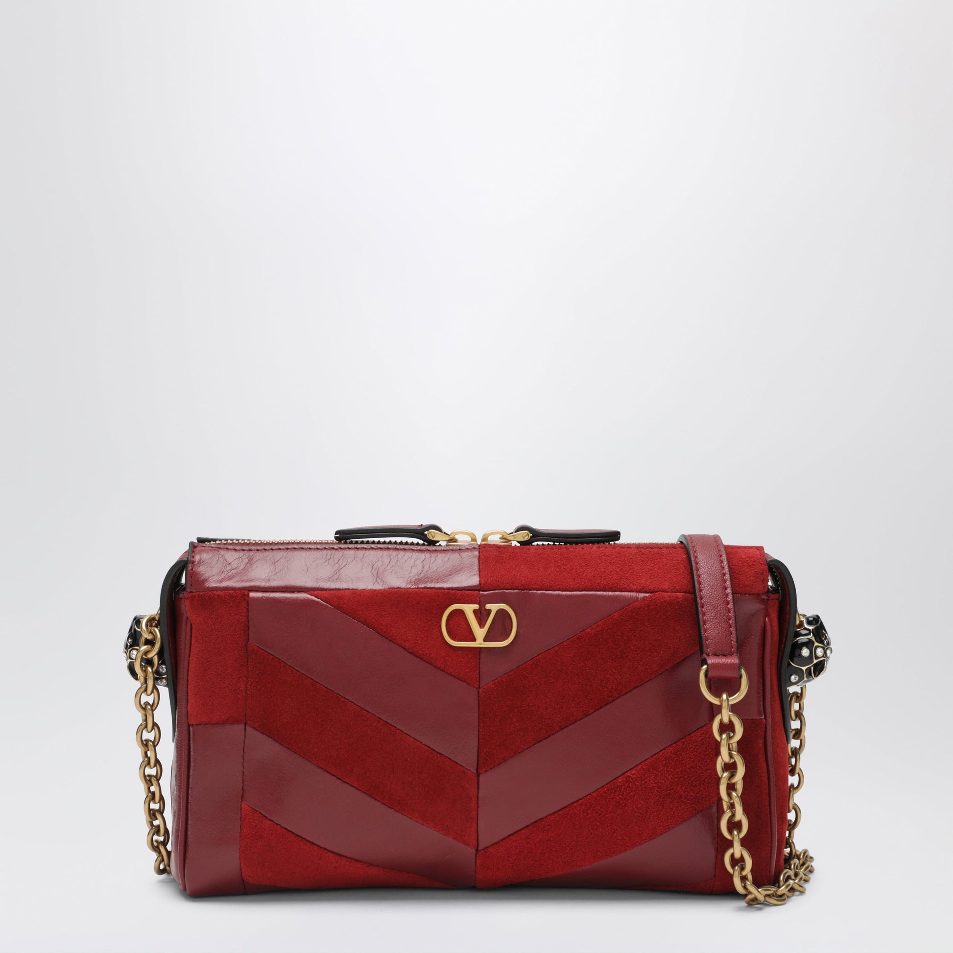 Valentino Garavani Small Panthea Shoulder Bag In Suede And Nappa Leather With Chevron Pattern Women VALENTINO GARAVANI