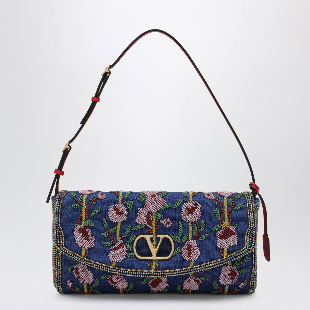 Valentino Garavani Blue Vlogo Signature Bag With Beaded Embroidery Women VALENTINO GARAVANI