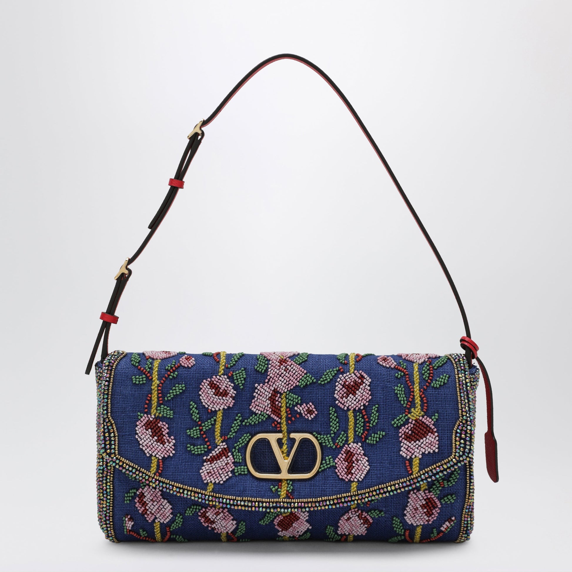 Valentino Garavani Blue Vlogo Signature Bag With Beaded Embroidery Women VALENTINO GARAVANI