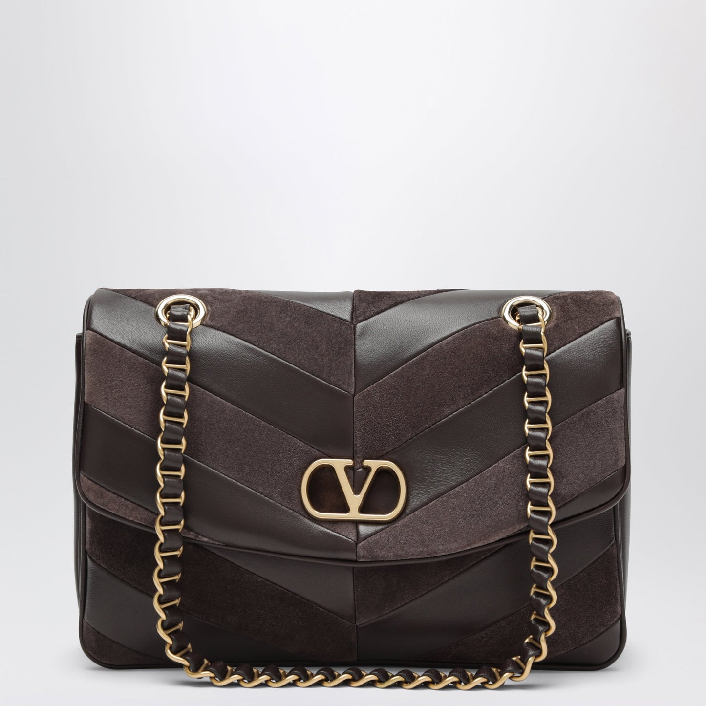 Valentino Garavani Djuna Medium Brown Suede And Nappa Shoulder Bag Women VALENTINO GARAVANI