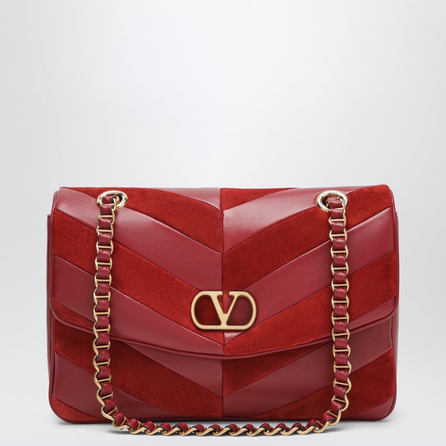 Valentino Garavani Djuna Medium Red Suede And Nappa Shoulder Bag Women VALENTINO GARAVANI