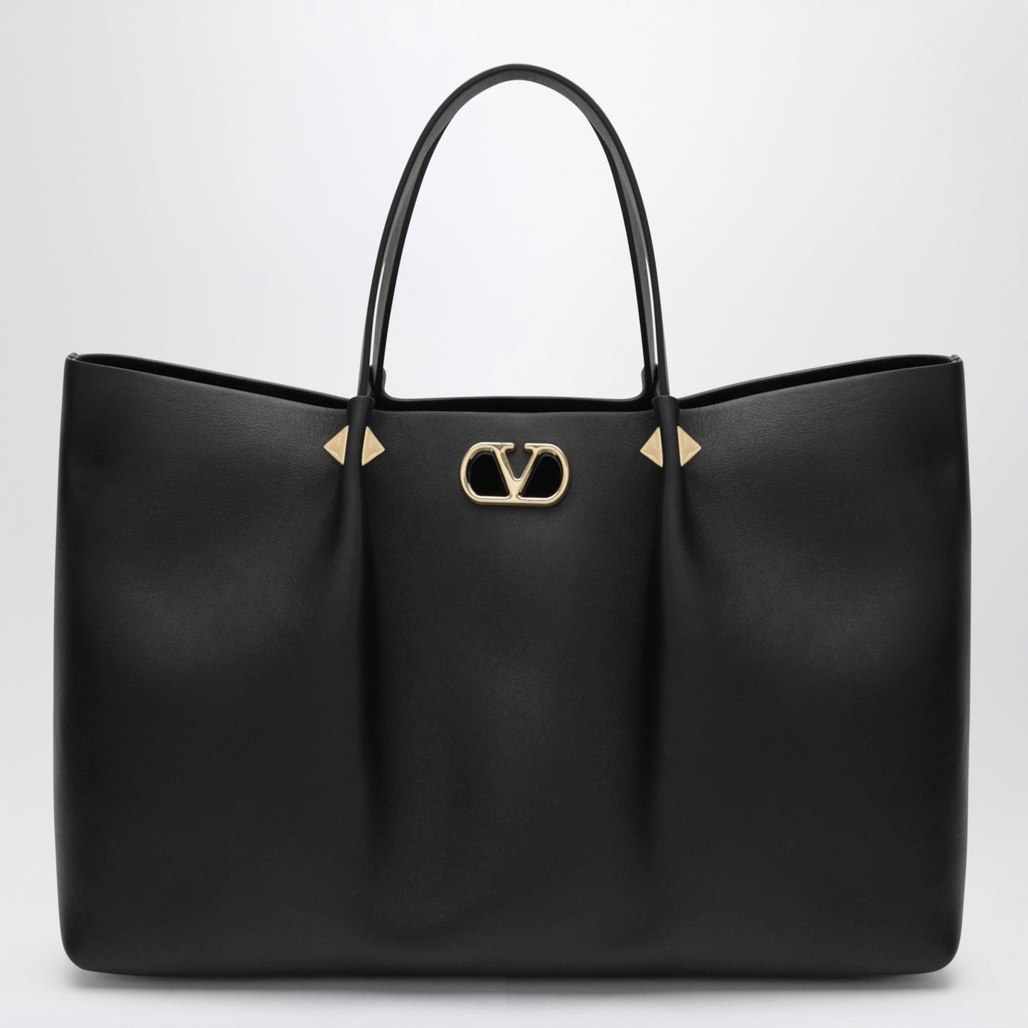 Valentino Garavani Large Rockstud Black Leather Shopping Bag Women VALENTINO GARAVANI
