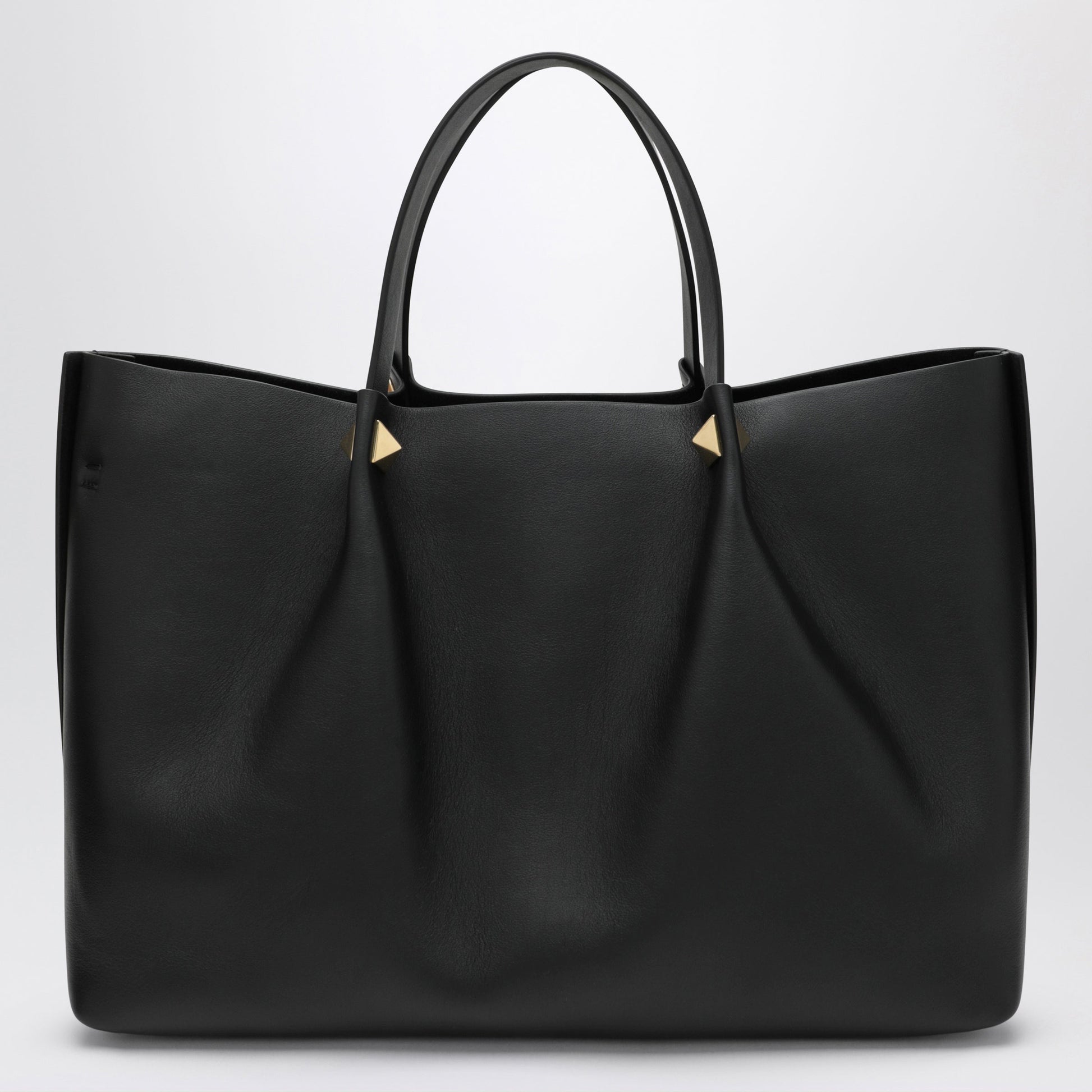 Valentino Garavani Large Rockstud Black Leather Shopping Bag Women VALENTINO GARAVANI