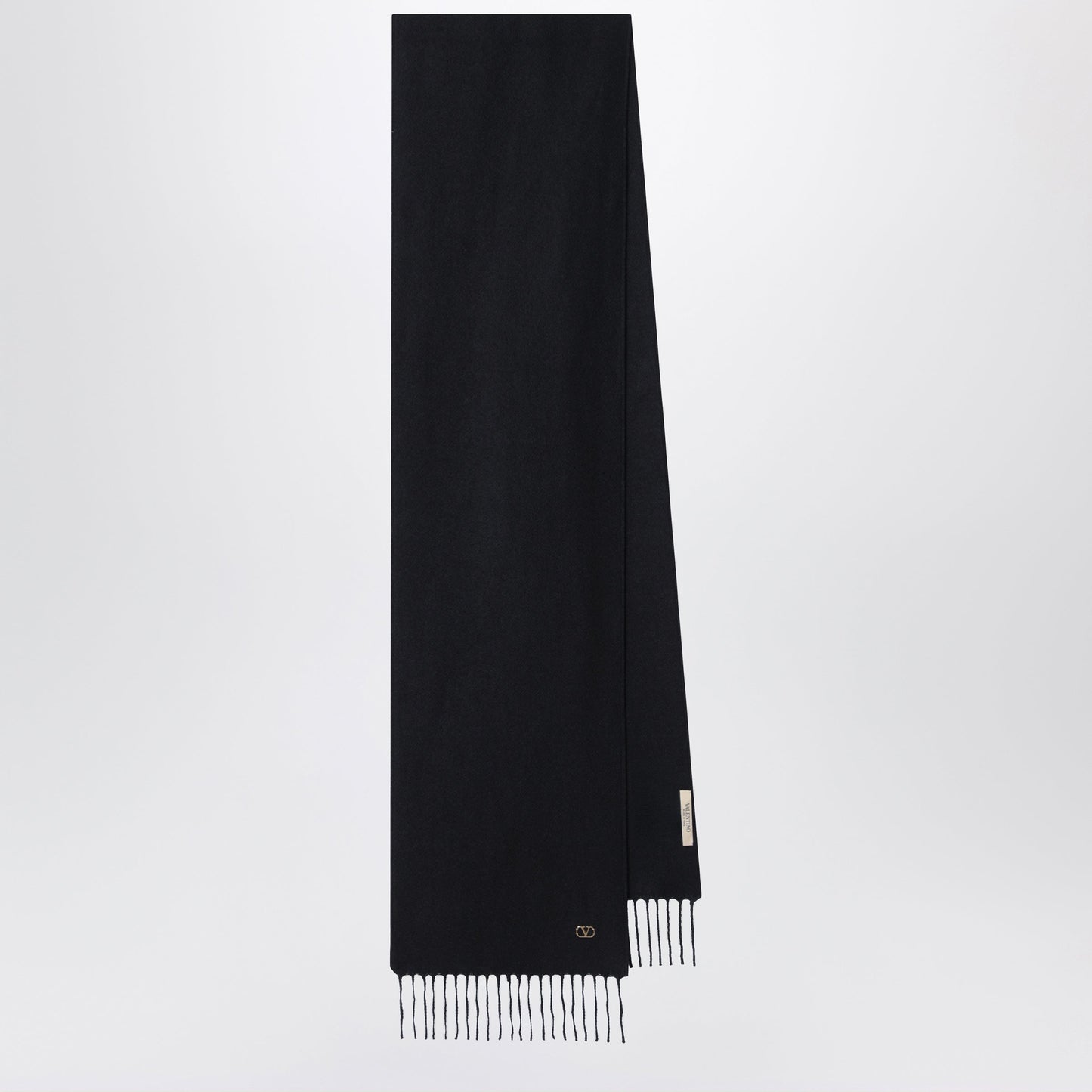 Valentino Garavani Black Cashmere Scarf With Vlogo Detail Women VALENTINO GARAVANI