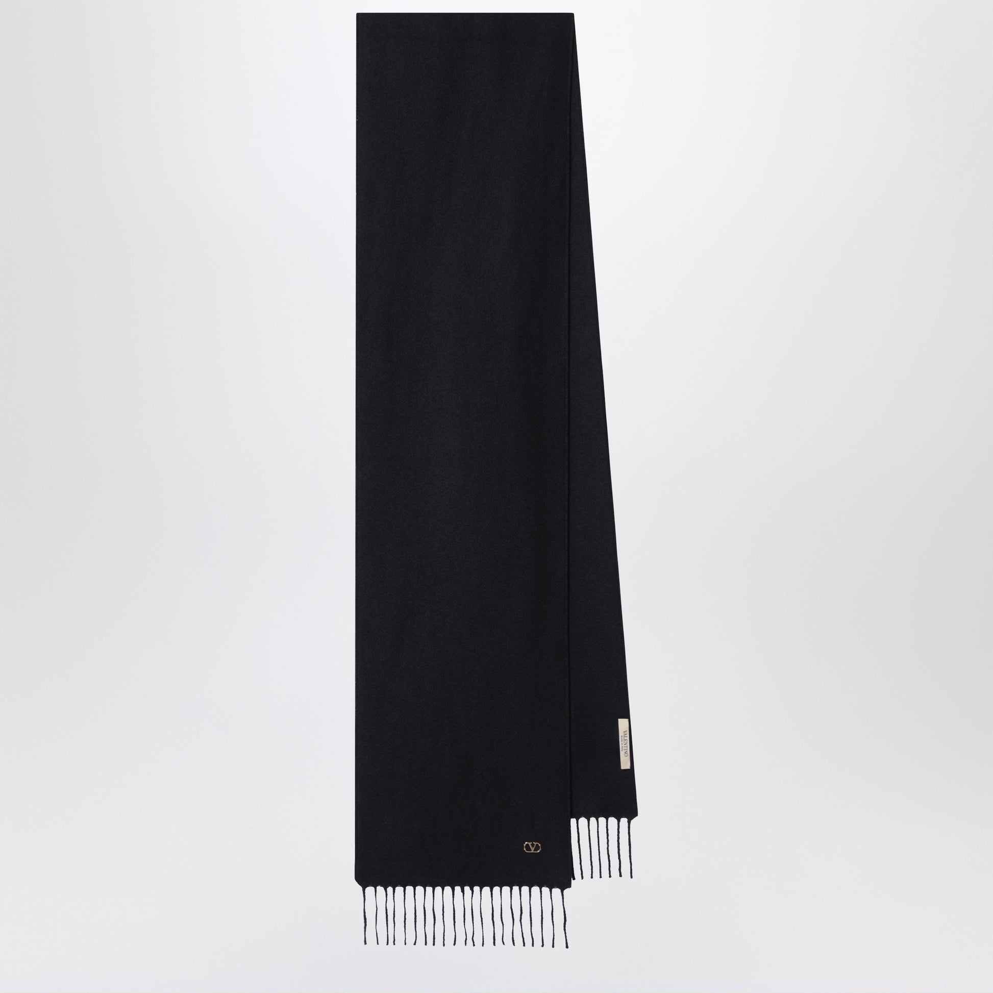 Valentino Garavani Black Cashmere Scarf With Vlogo Detail Women VALENTINO GARAVANI