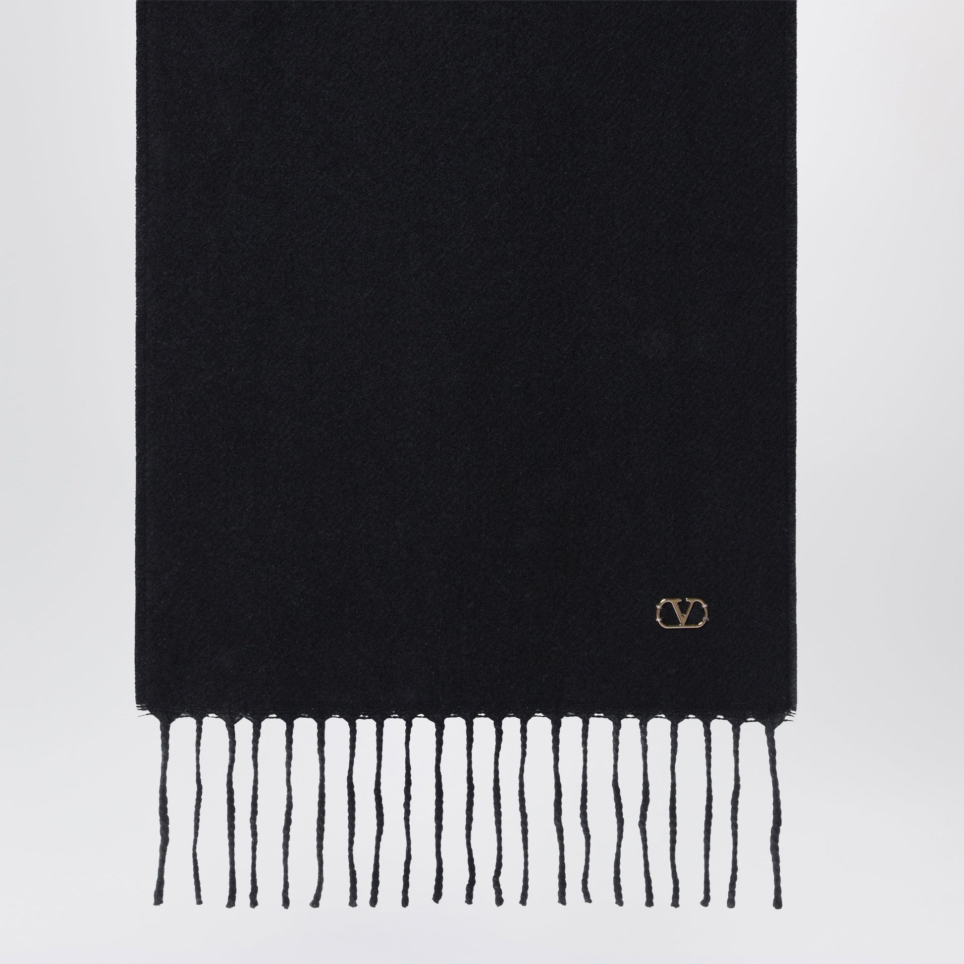 Valentino Garavani Black Cashmere Scarf With Vlogo Detail Women VALENTINO GARAVANI