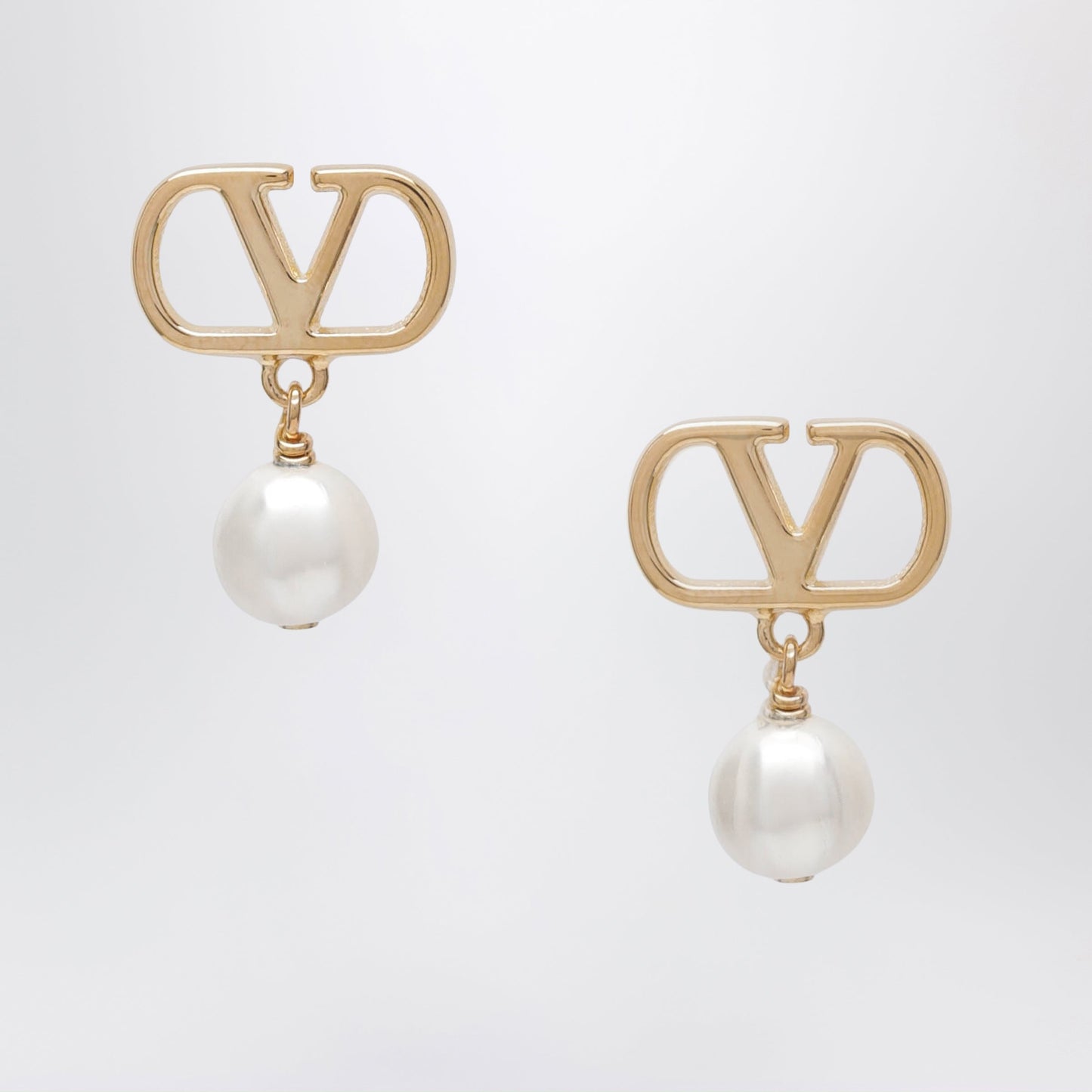 Valentino Garavani Vlogo Pearl Drop Earrings In Gold-Tone Brass Women VALENTINO GARAVANI