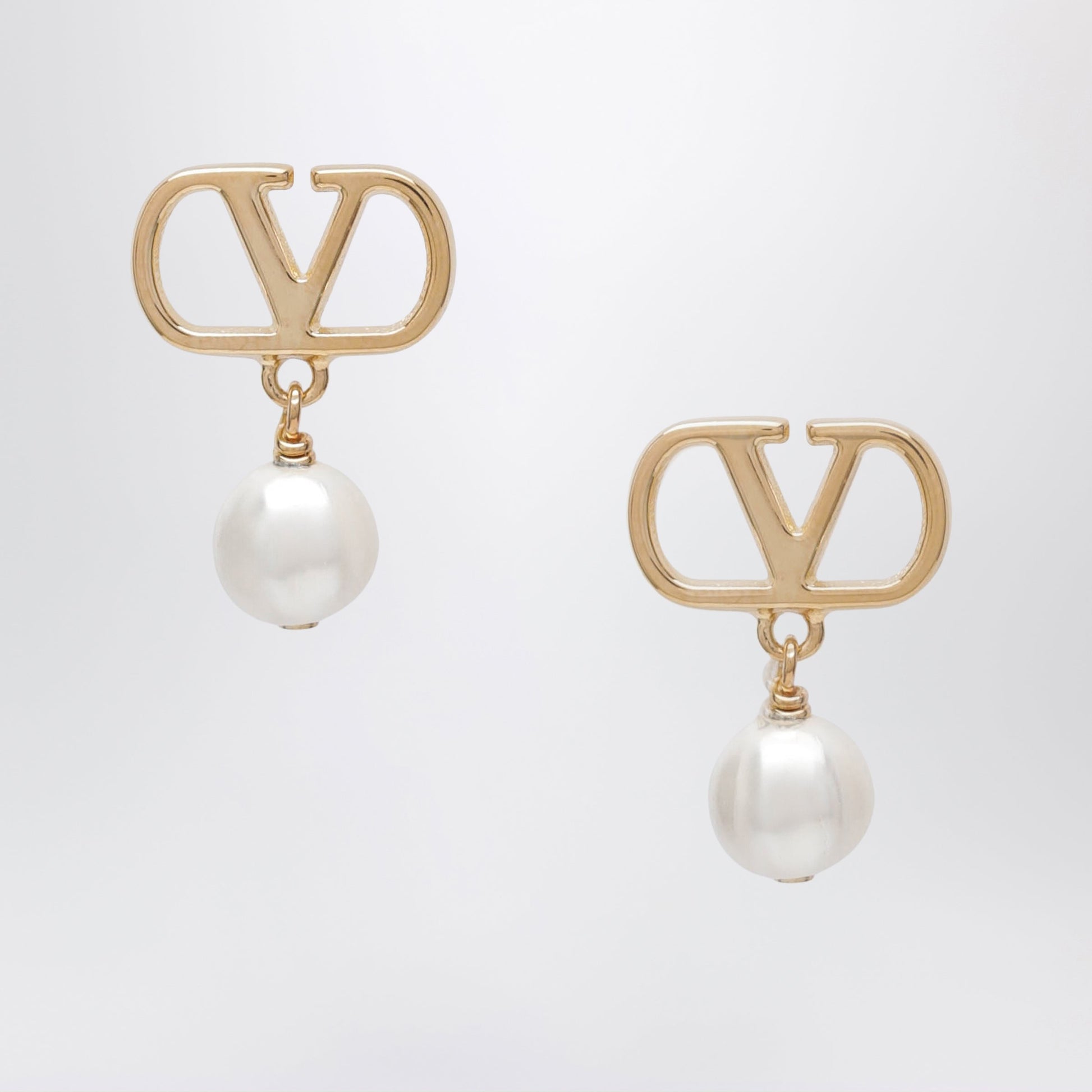 Valentino Garavani Vlogo Pearl Drop Earrings In Gold-Tone Brass Women VALENTINO GARAVANI