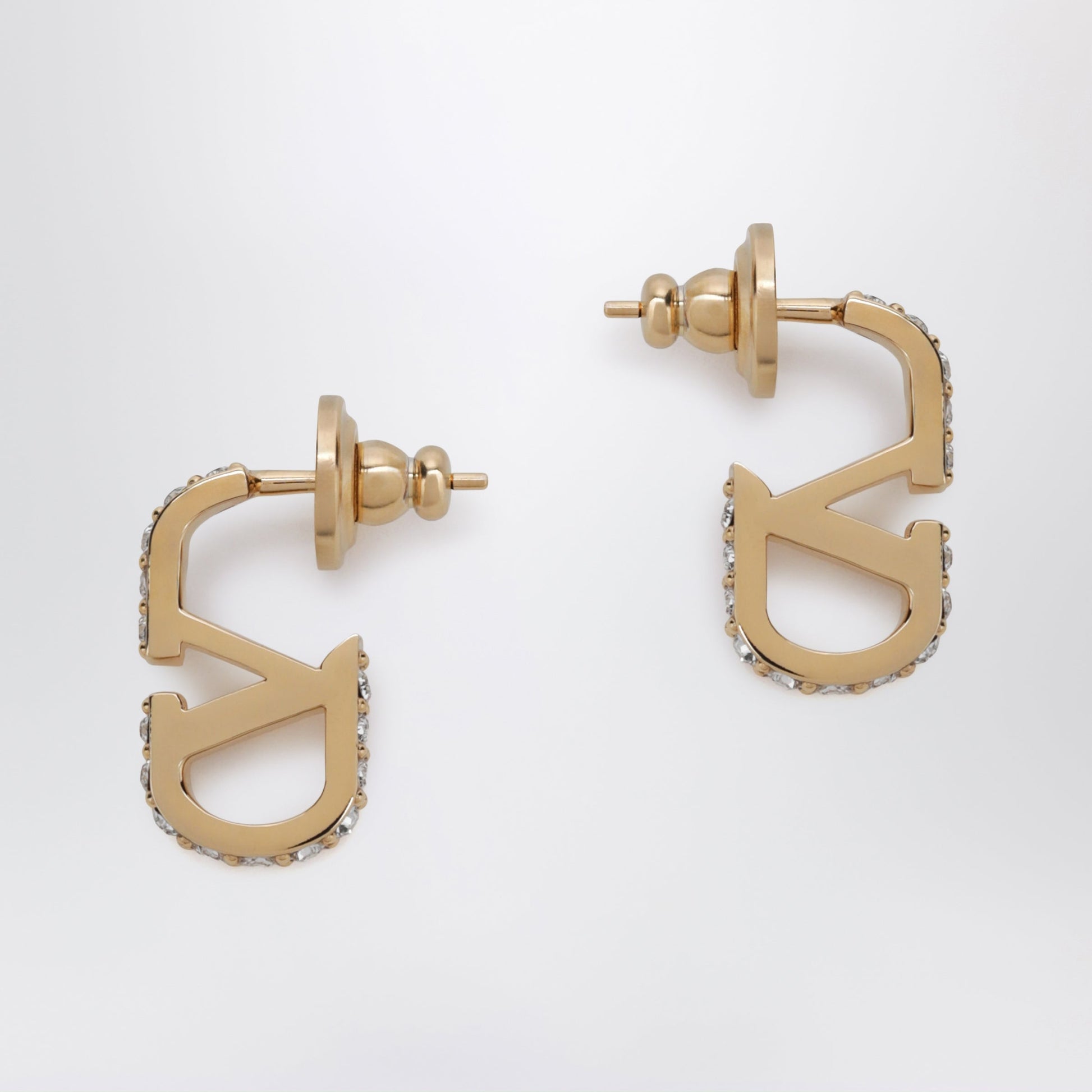 Valentino Garavani Gold-Tone Vlogo Signature Earrings With Crystals Women VALENTINO GARAVANI