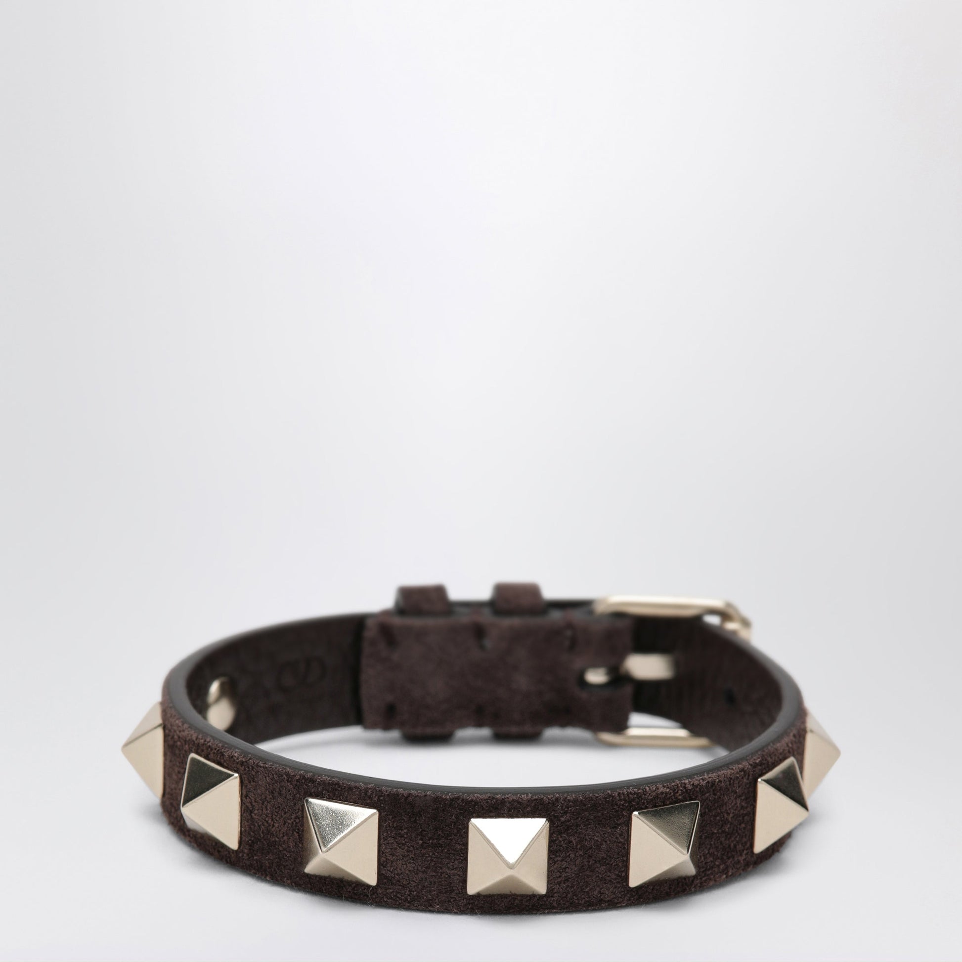 Valentino Garavani Rockstud Bracelet In Ebony Brown Suede Leather Women VALENTINO GARAVANI