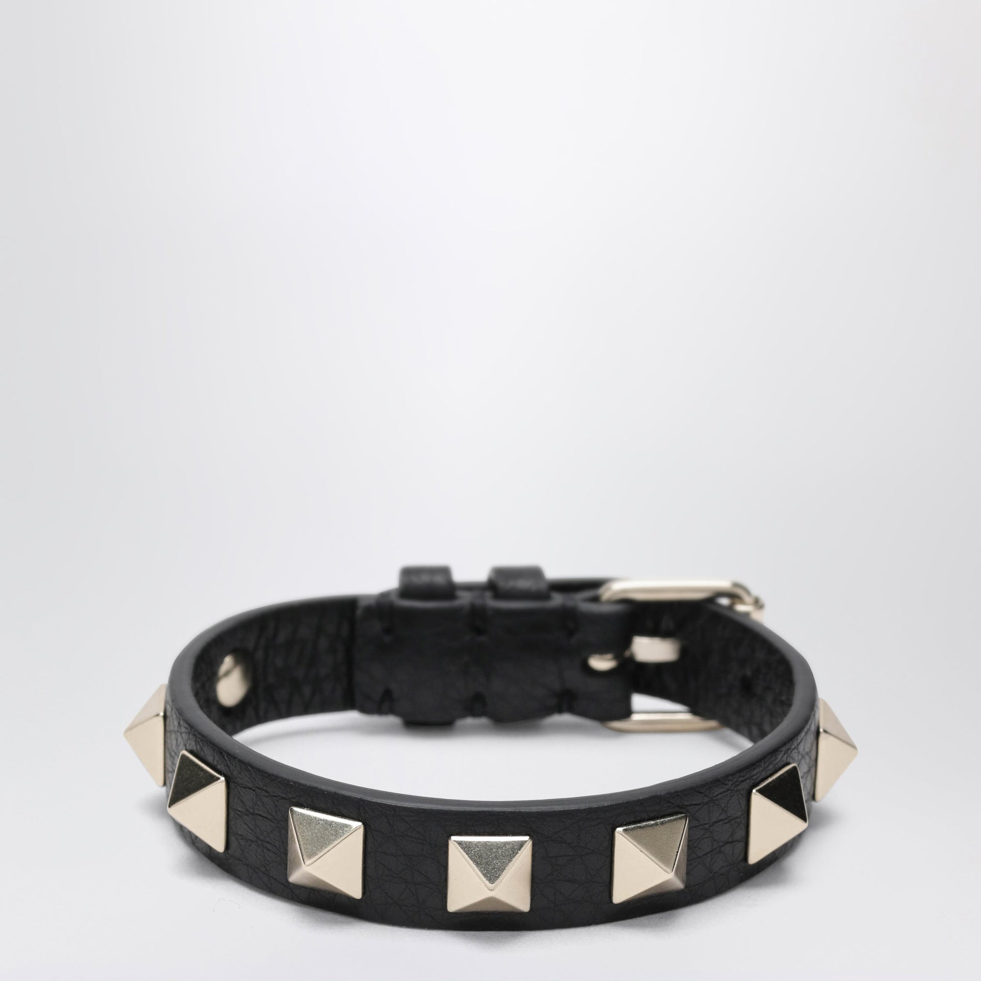 Valentino Garavani Black Leather Rockstud Bracelet With Gold-Tone Studs Women VALENTINO GARAVANI