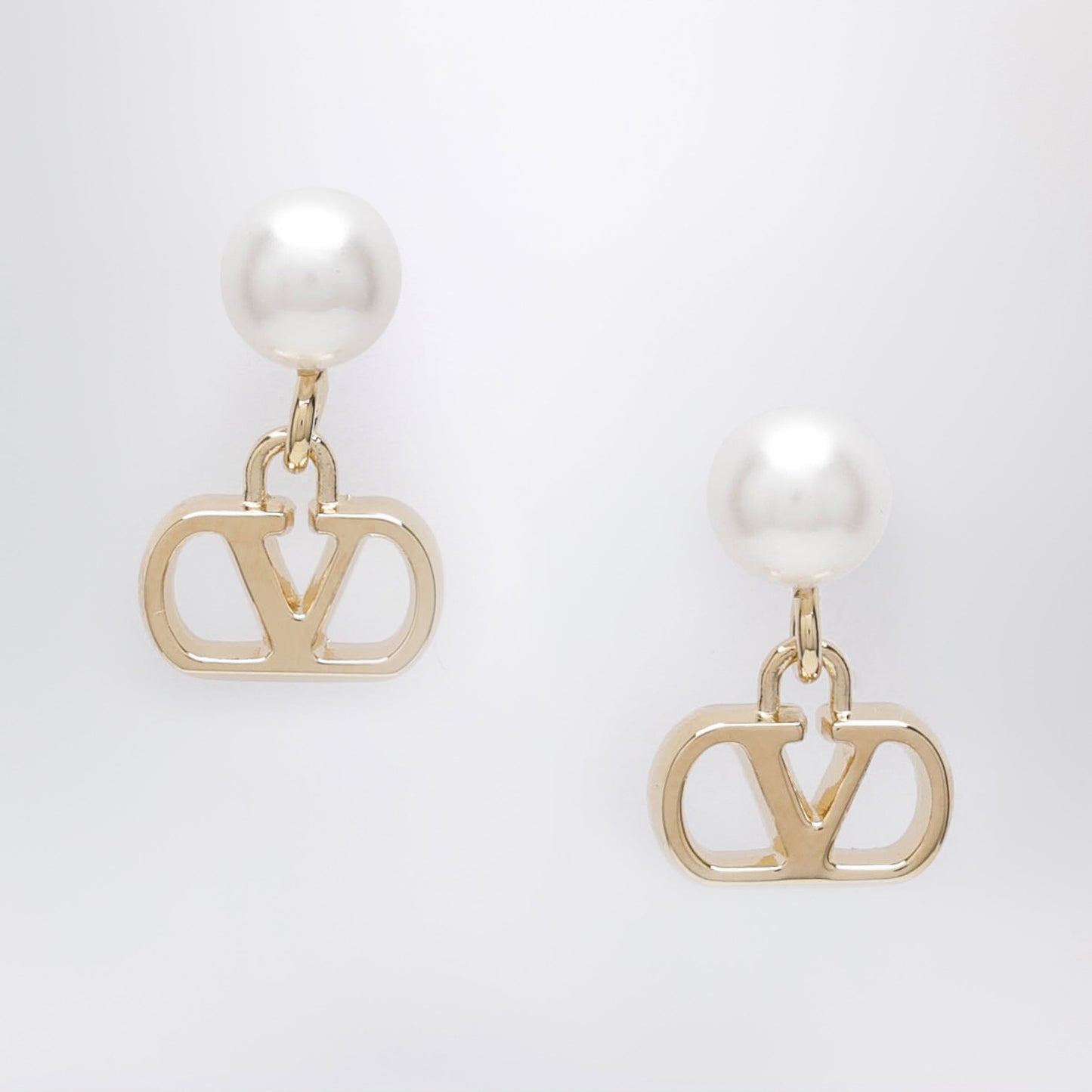 Valentino Garavani Gold-Tone Vlogo Signature Earrings With Pearl Women VALENTINO GARAVANI