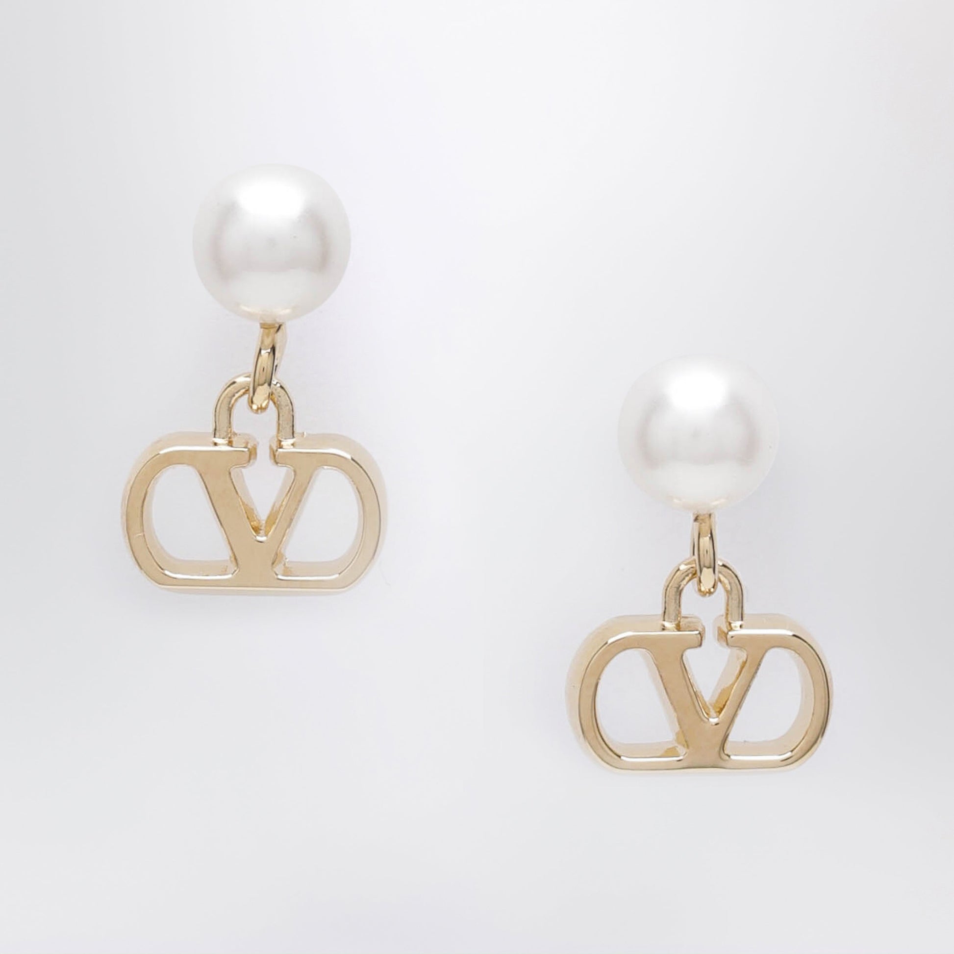 Valentino Garavani Gold-Tone Vlogo Signature Earrings With Pearl Women VALENTINO GARAVANI