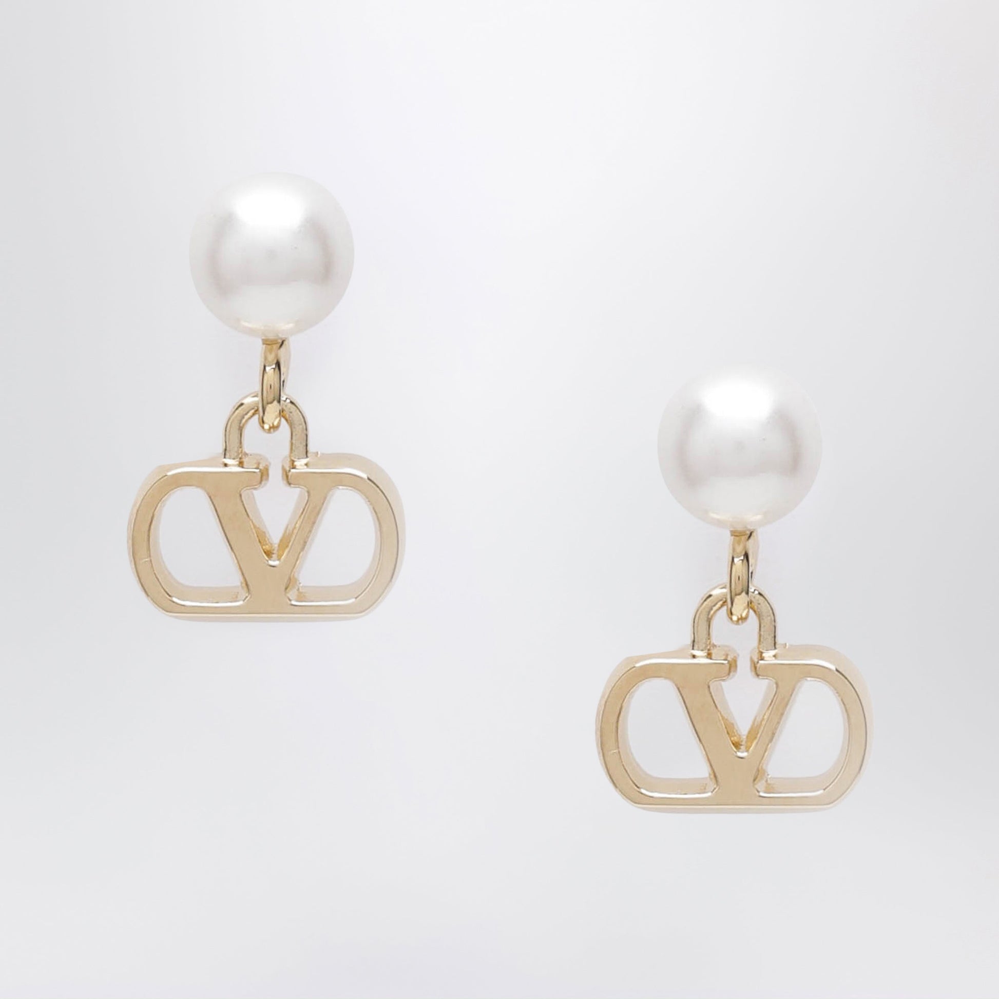Valentino Garavani Gold-Tone Vlogo Signature Earrings With Pearl Women VALENTINO GARAVANI
