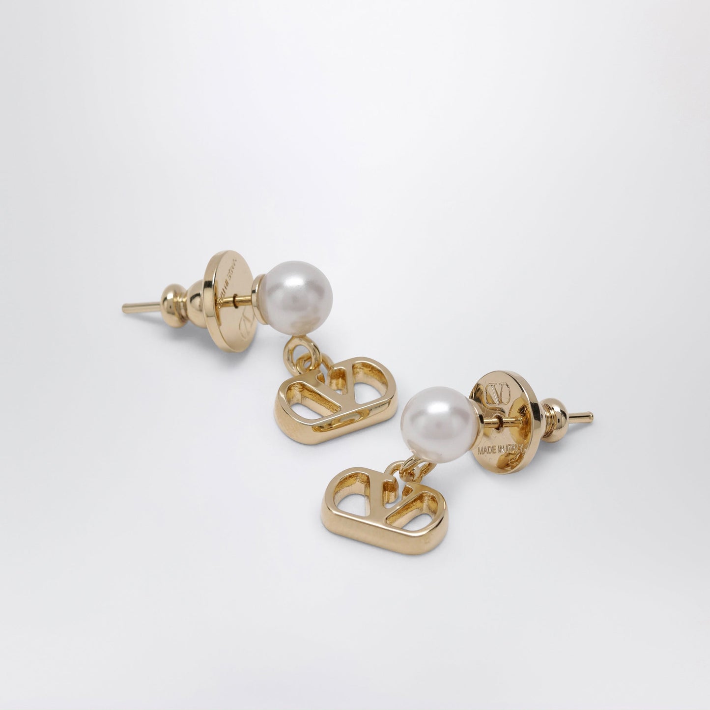 Valentino Garavani Gold-Tone Vlogo Signature Earrings With Pearl Women VALENTINO GARAVANI