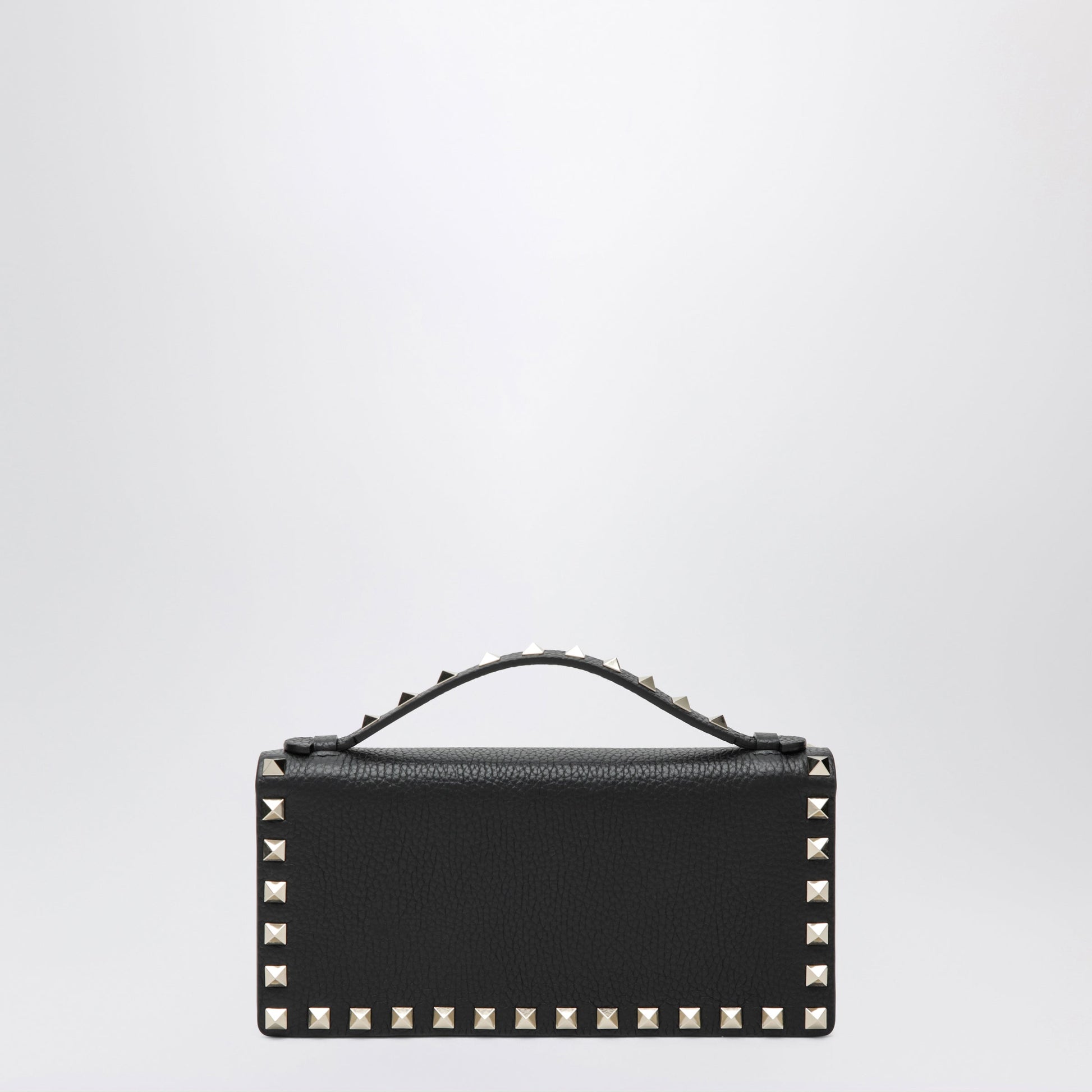 Valentino Garavani Black Rockstud Leather Wallet With Chain Women VALENTINO GARAVANI