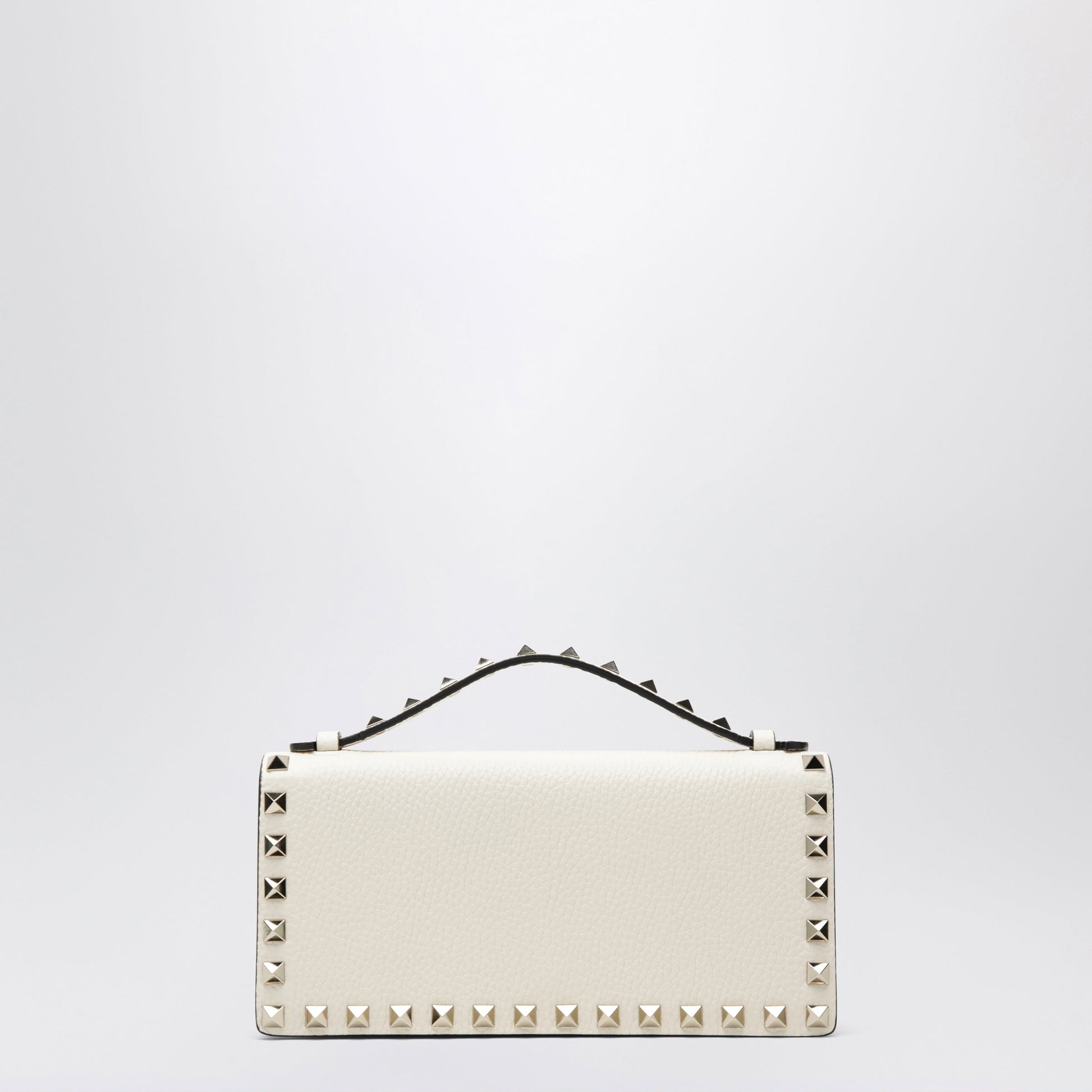 Valentino Garavani Rockstud Chain Wallet In Grained Calfskin, Light Ivory Women VALENTINO GARAVANI