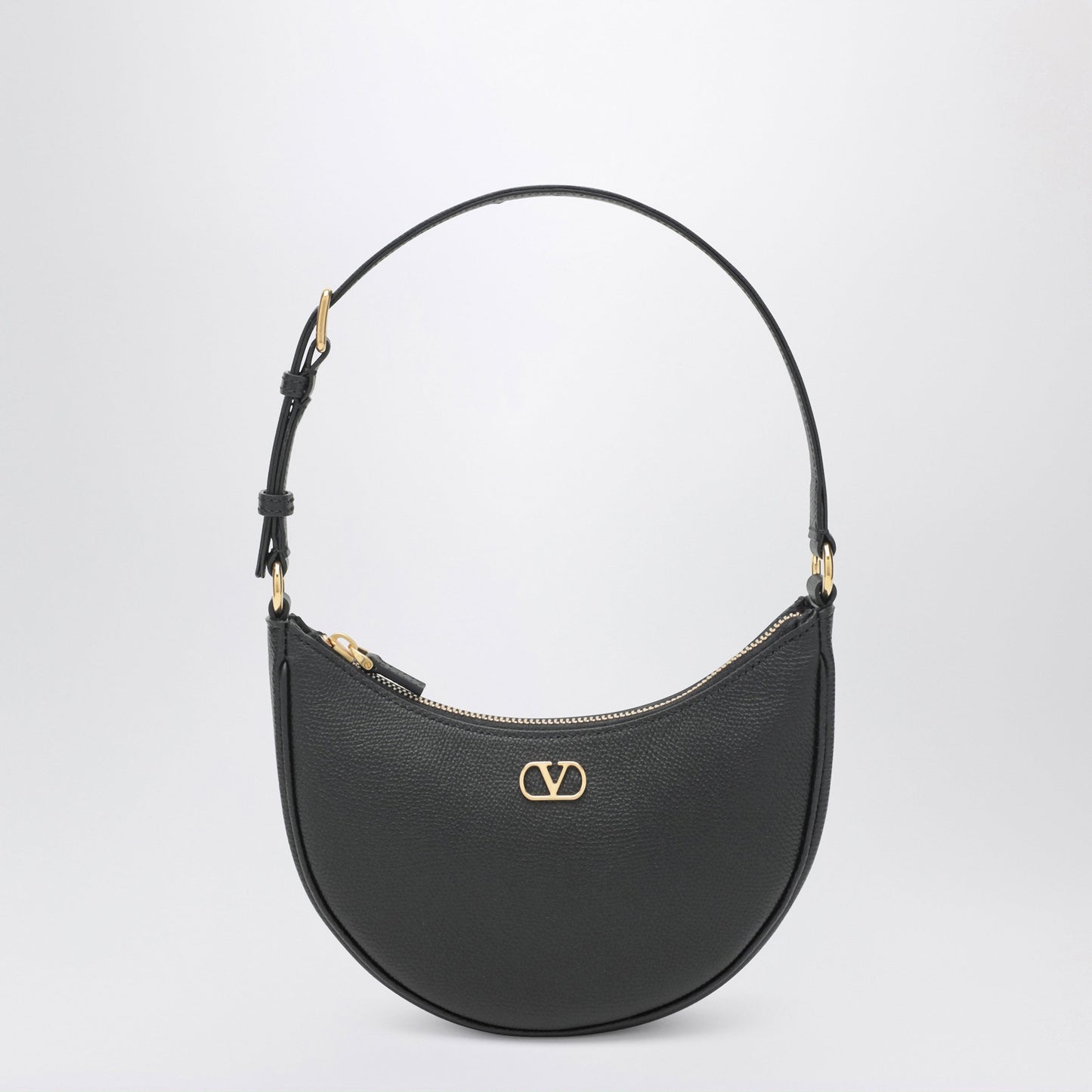 Valentino Garavani Vlogo Signature Mini Hobo Bag In Black Leather Women VALENTINO GARAVANI