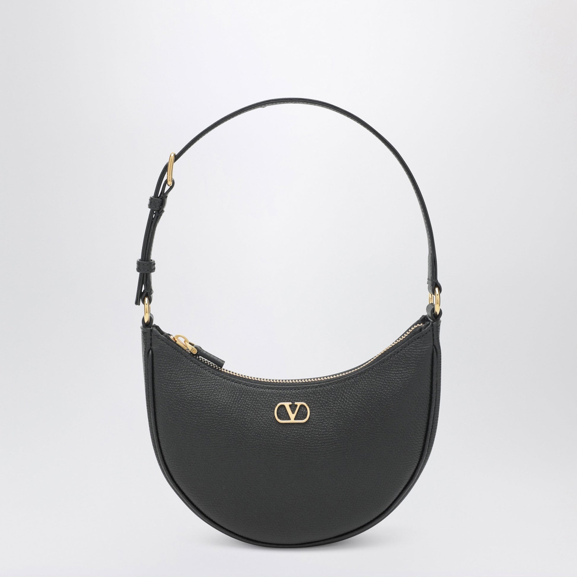 Valentino Garavani Vlogo Signature Mini Hobo Bag In Black Leather Women VALENTINO GARAVANI