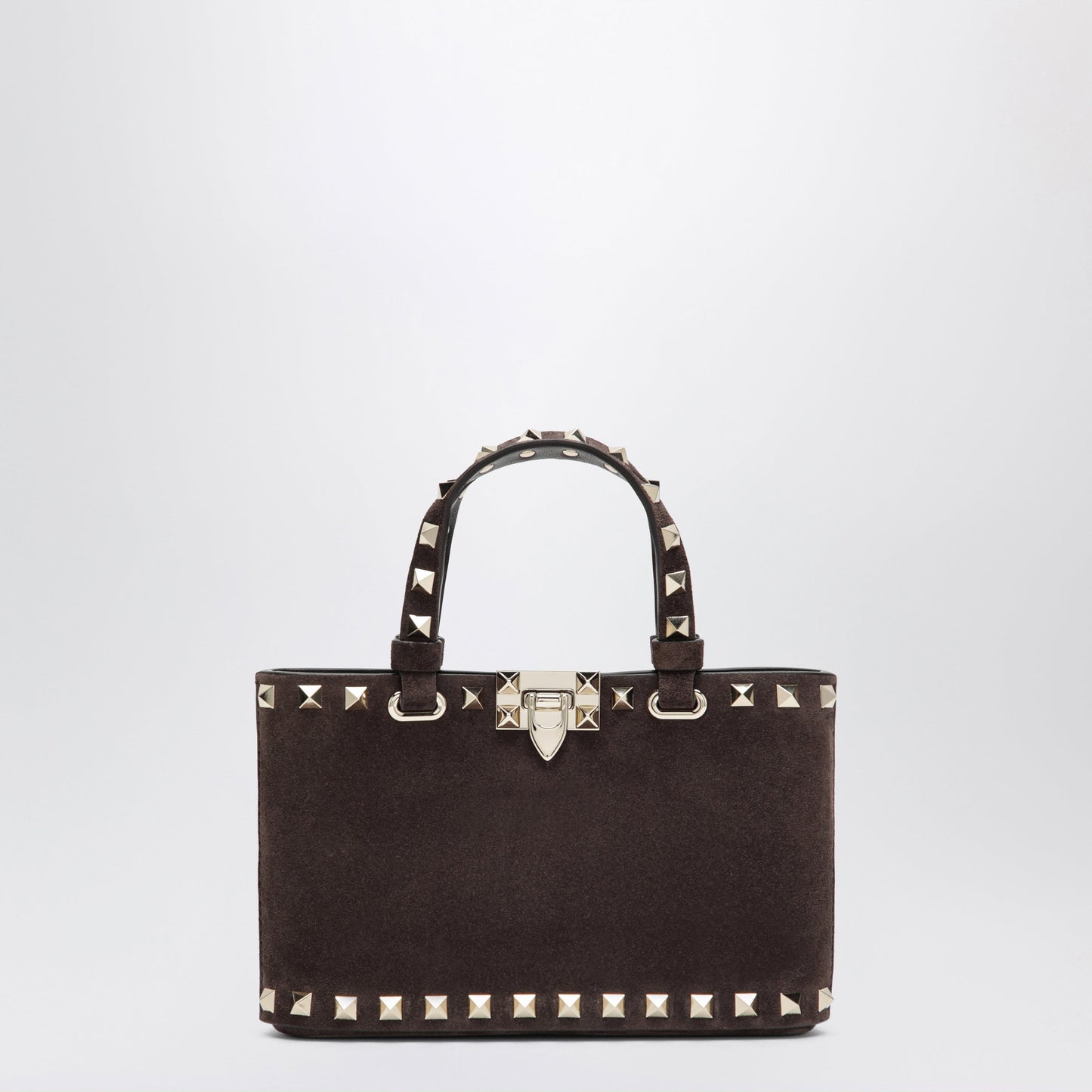 Valentino Garavani Rockstud Mini Shopping Bag In Brown Suede Women VALENTINO GARAVANI