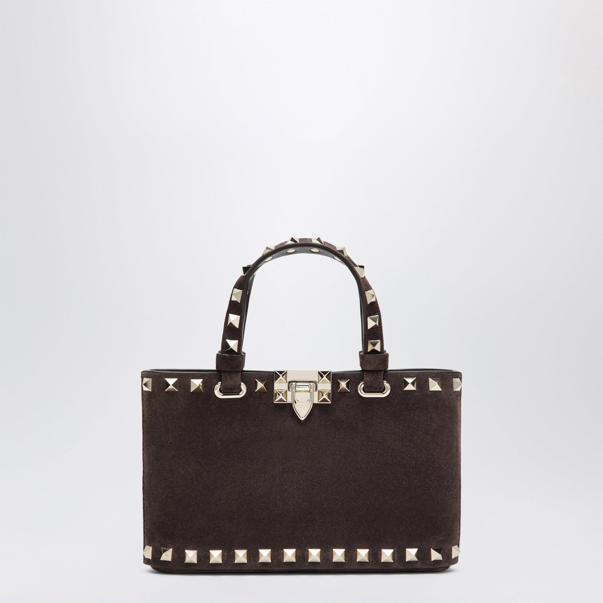 Valentino Garavani Rockstud Mini Shopping Bag In Brown Suede Women VALENTINO GARAVANI