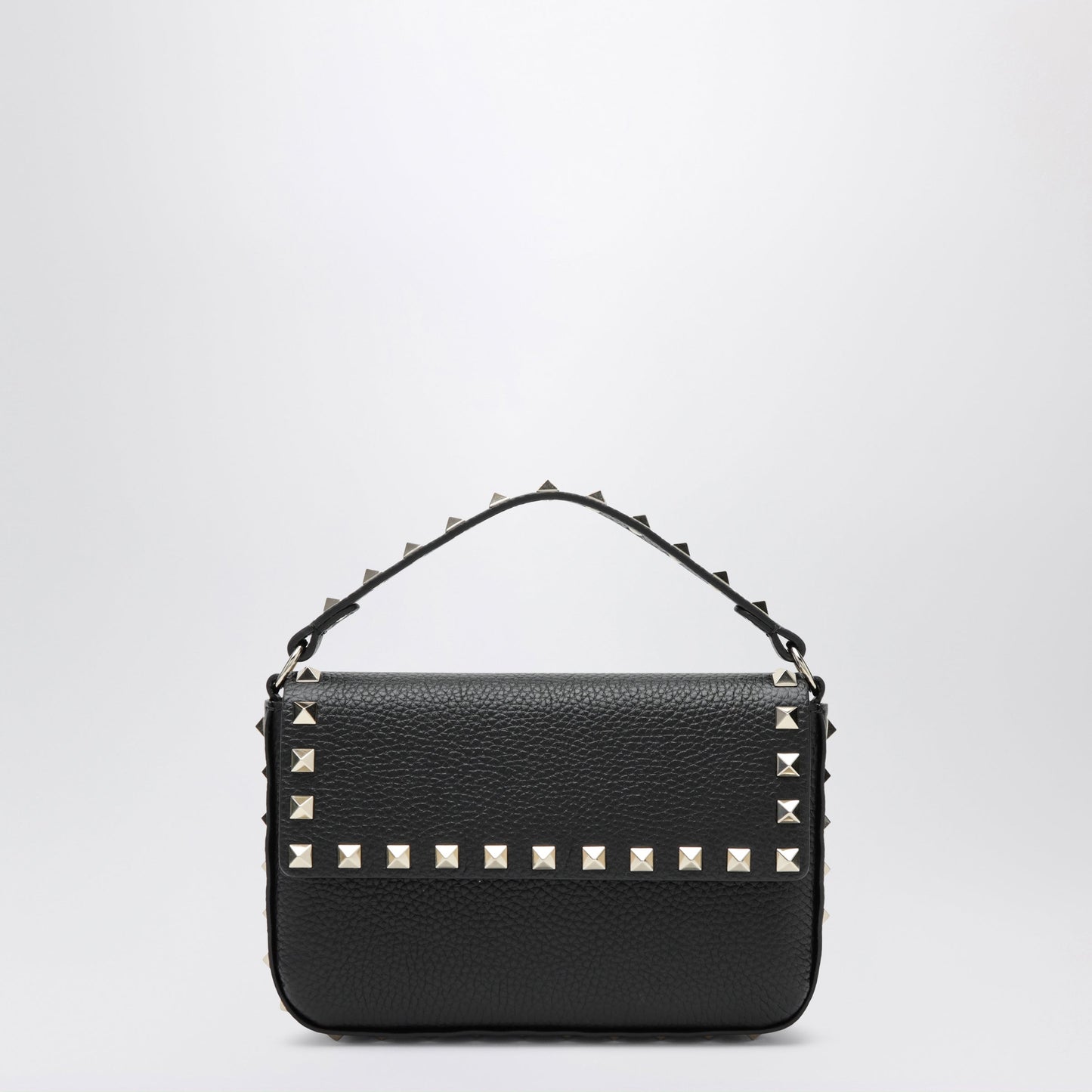 Valentino Garavani Rockstud Pouch In Grained Calfskin Leather, Black Women VALENTINO GARAVANI