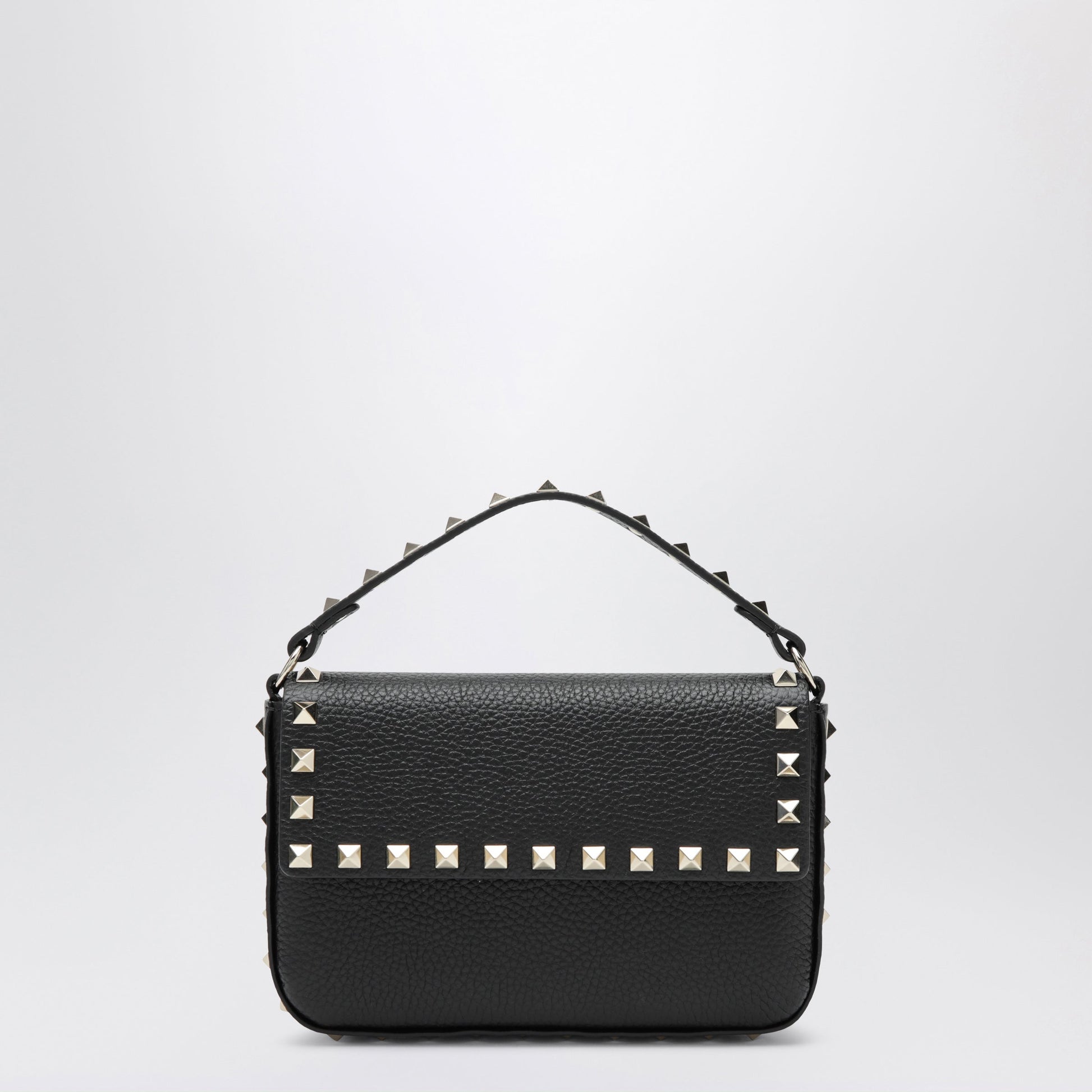 Valentino Garavani Rockstud Pouch In Grained Calfskin Leather, Black Women VALENTINO GARAVANI