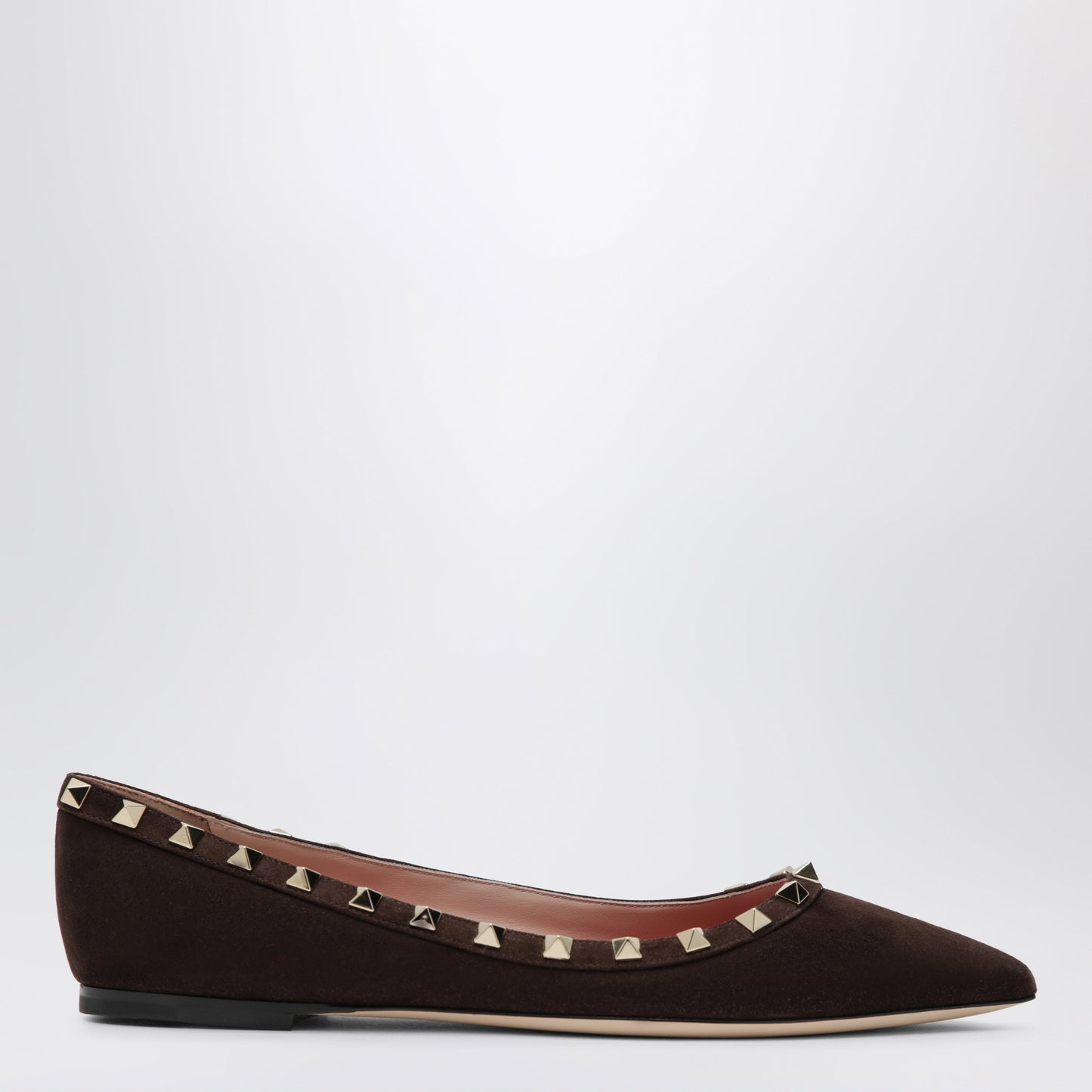 Valentino Garavani Brown Suede Rockstud Ballet Flats Women VALENTINO GARAVANI