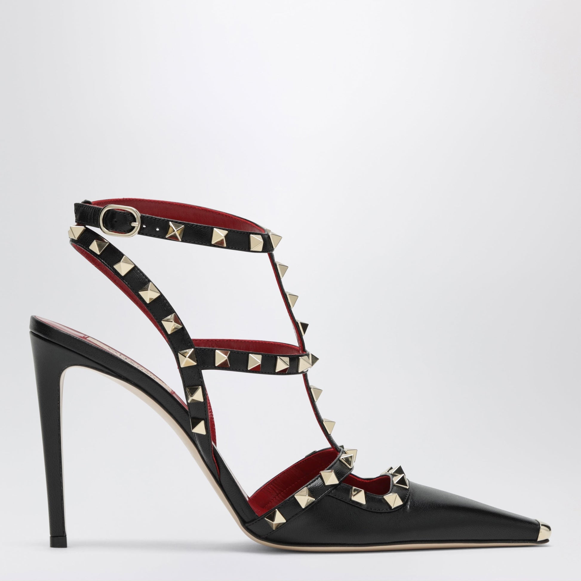 Valentino Garavani Rockstud Black Leather Slingback Heels Women VALENTINO GARAVANI